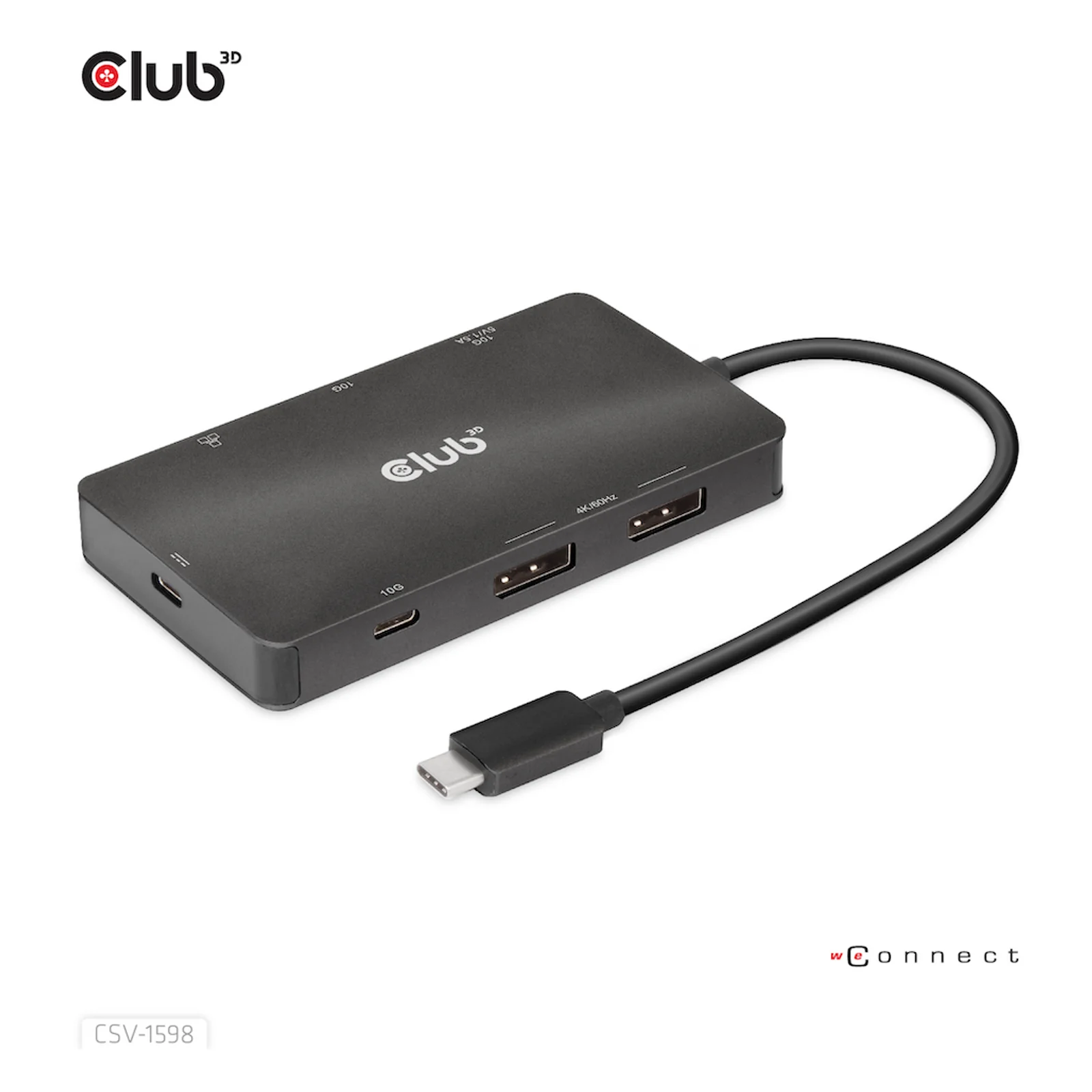 CLUB3D CSV-1598 station d'accueil USB 3.2 Gen 2 (3.1 Gen 2) Type-C Noir