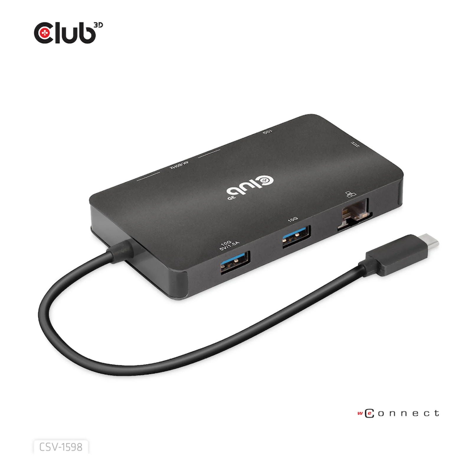 CLUB3D CSV-1598 station d'accueil USB 3.2 Gen 2 (3.1 Gen 2) Type-C Noir