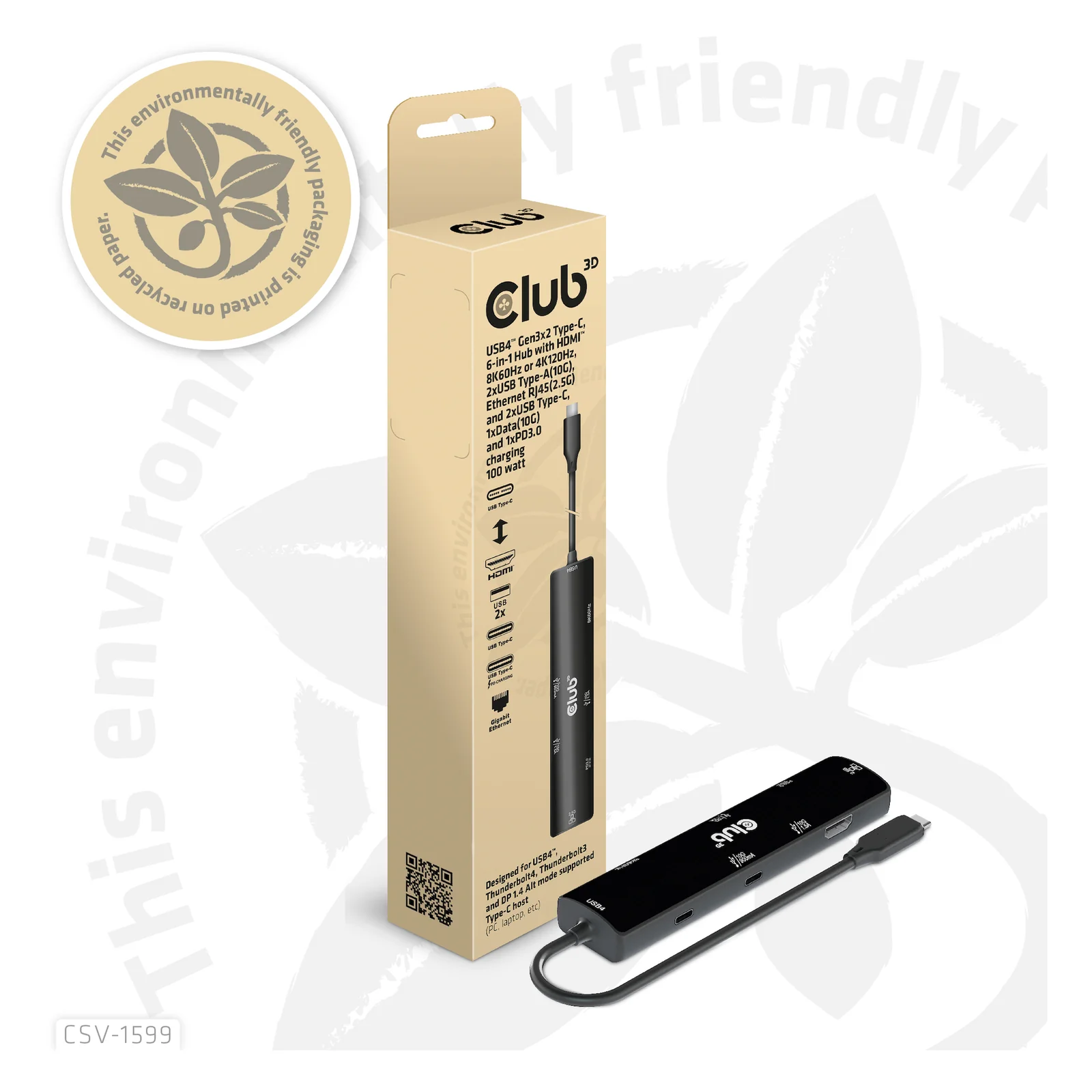 CLUB3D CSV-1599 station d'accueil USB 3.2 Gen 1 (3.1 Gen 1) Type-C Noir