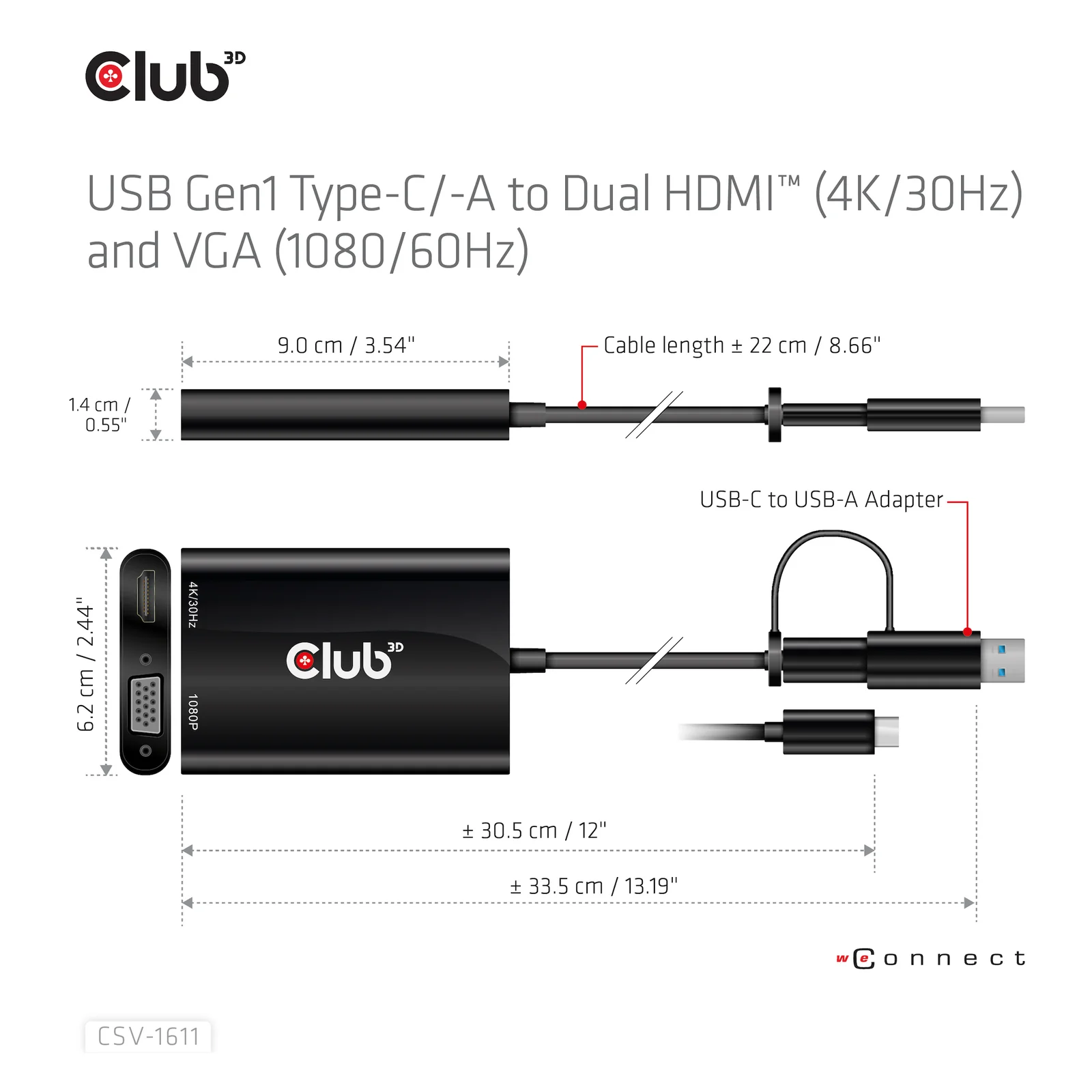 CLUB3D CSV-1611 adaptateur graphique USB 3840 x 2160 pixels Noir