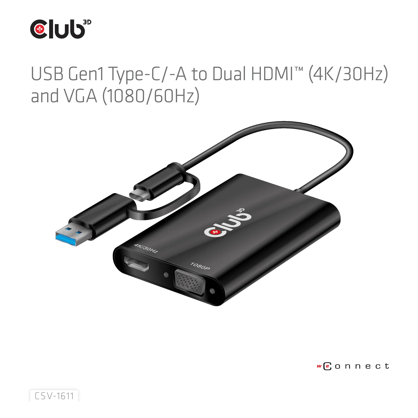 CLUB3D CSV-1611 adaptateur graphique USB 3840 x 2160 pixels Noir