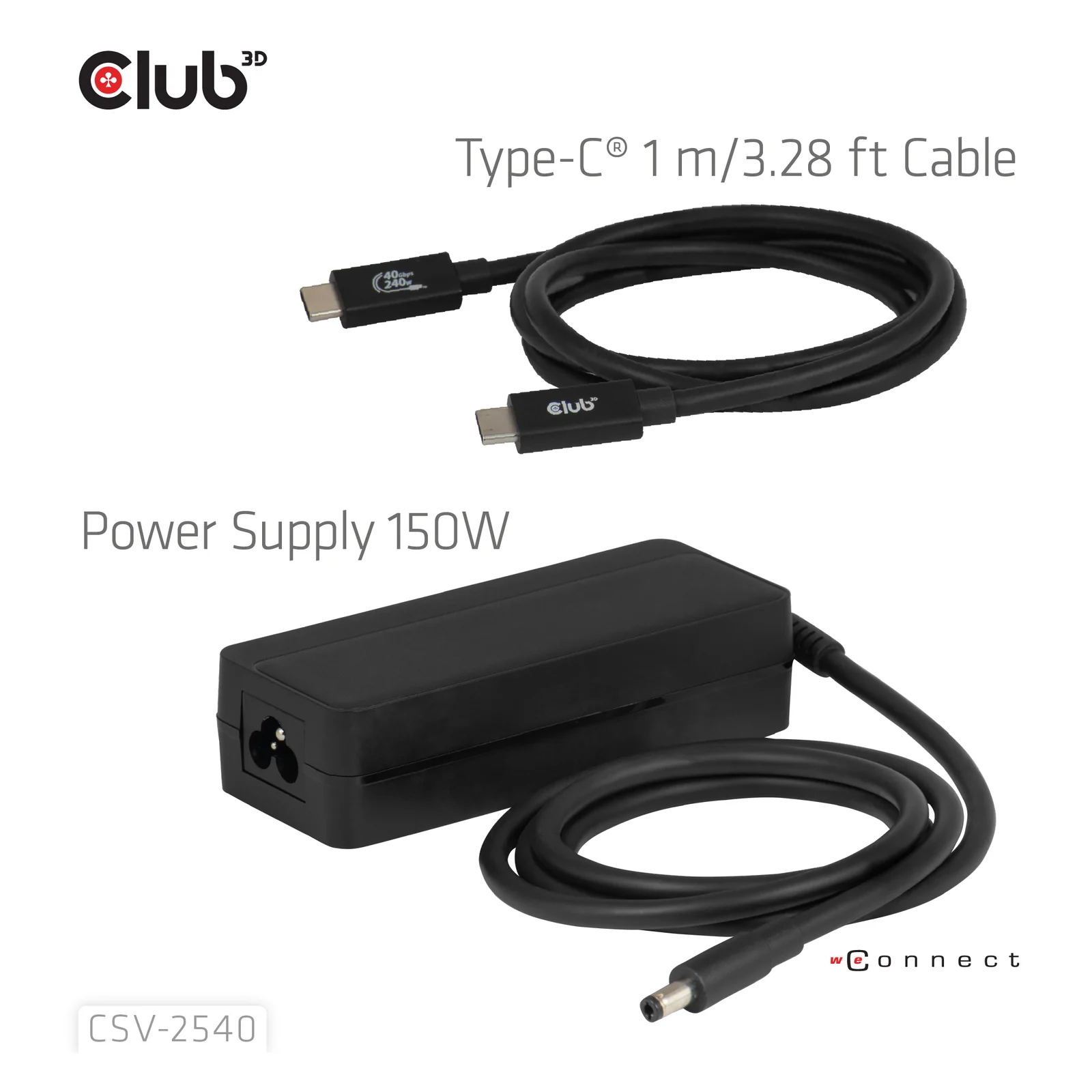 CLUB3D CSV-2540 station d'accueil USB 3.2 Gen 1 (3.1 Gen 1) Type-C Noir