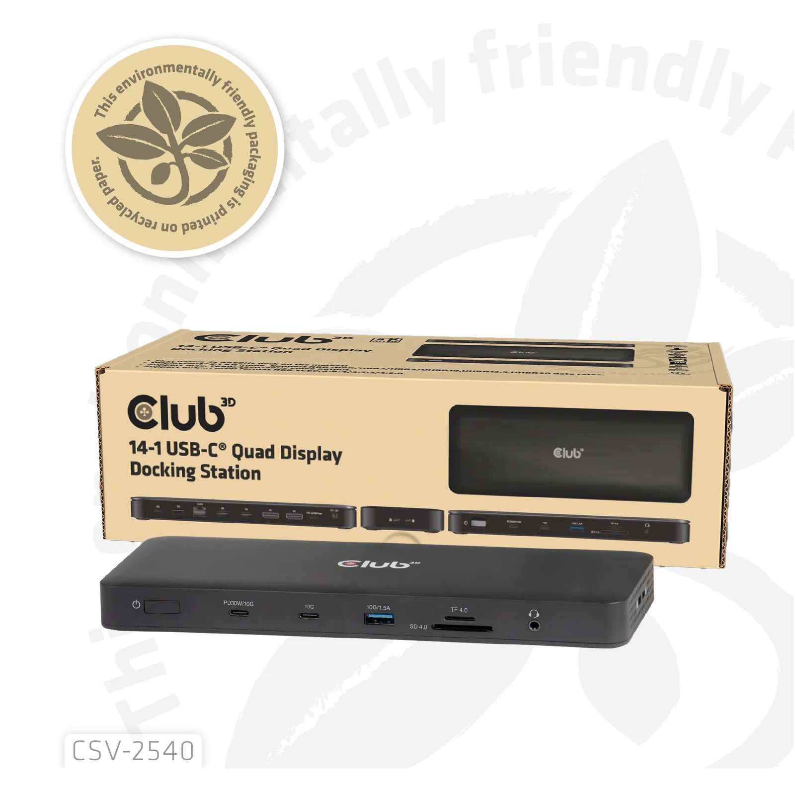 CLUB3D CSV-2540 station d'accueil USB 3.2 Gen 1 (3.1 Gen 1) Type-C Noir