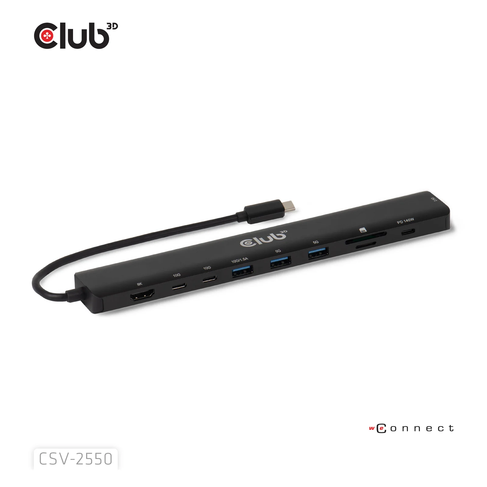 CLUB3D CSV-2550 station d'accueil Avec fil USB Type-C Noir