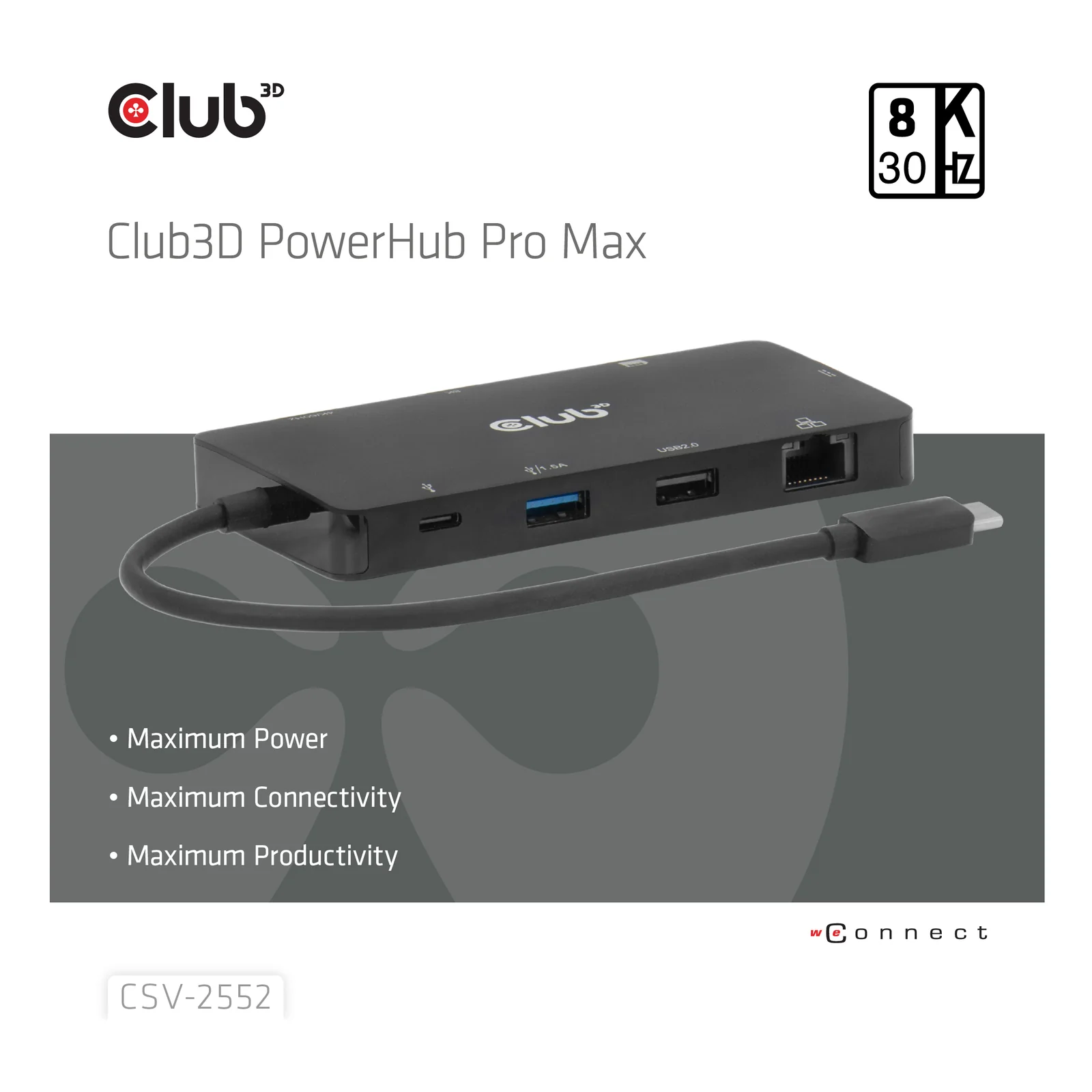 CLUB3D CSV-2552 hub & concentrateur USB Type-C 5000 Mbit/s Noir