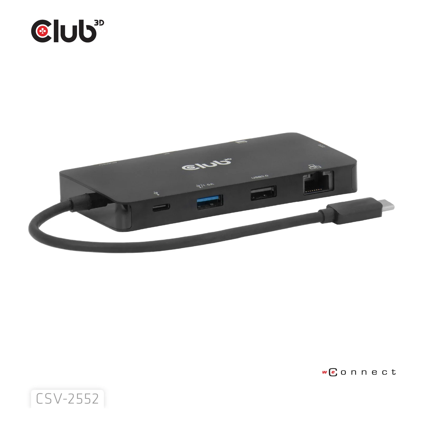 CLUB3D CSV-2552 hub & concentrateur USB Type-C 5000 Mbit/s Noir