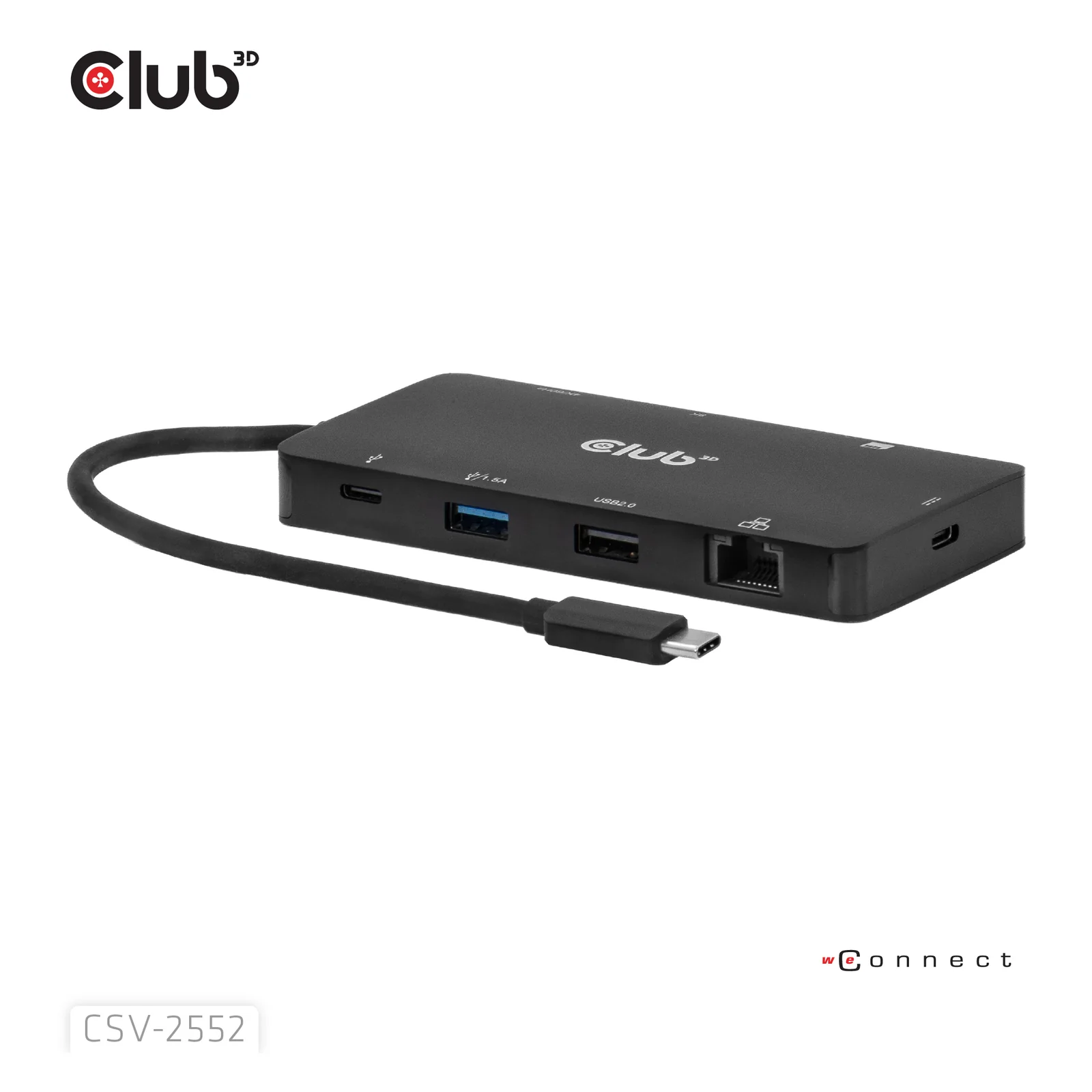 CLUB3D CSV-2552 hub & concentrateur USB Type-C 5000 Mbit/s Noir
