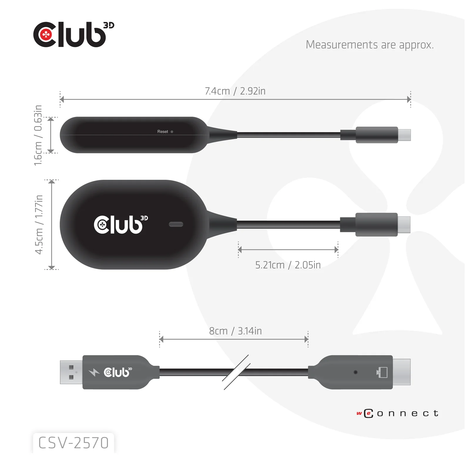 CLUB3D CSV-2570 extension audio/video Émetteur et récepteur AV Noir
