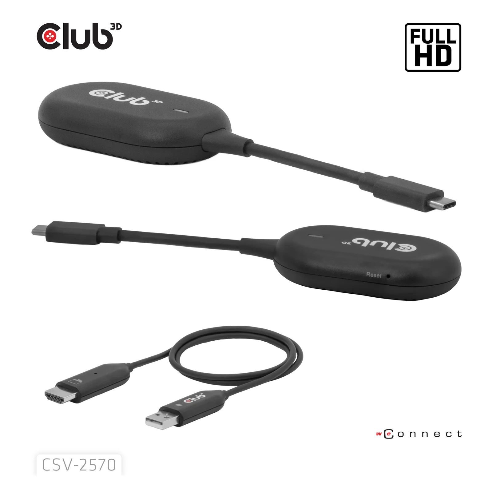CLUB3D CSV-2570 extension audio/video Émetteur et récepteur AV Noir