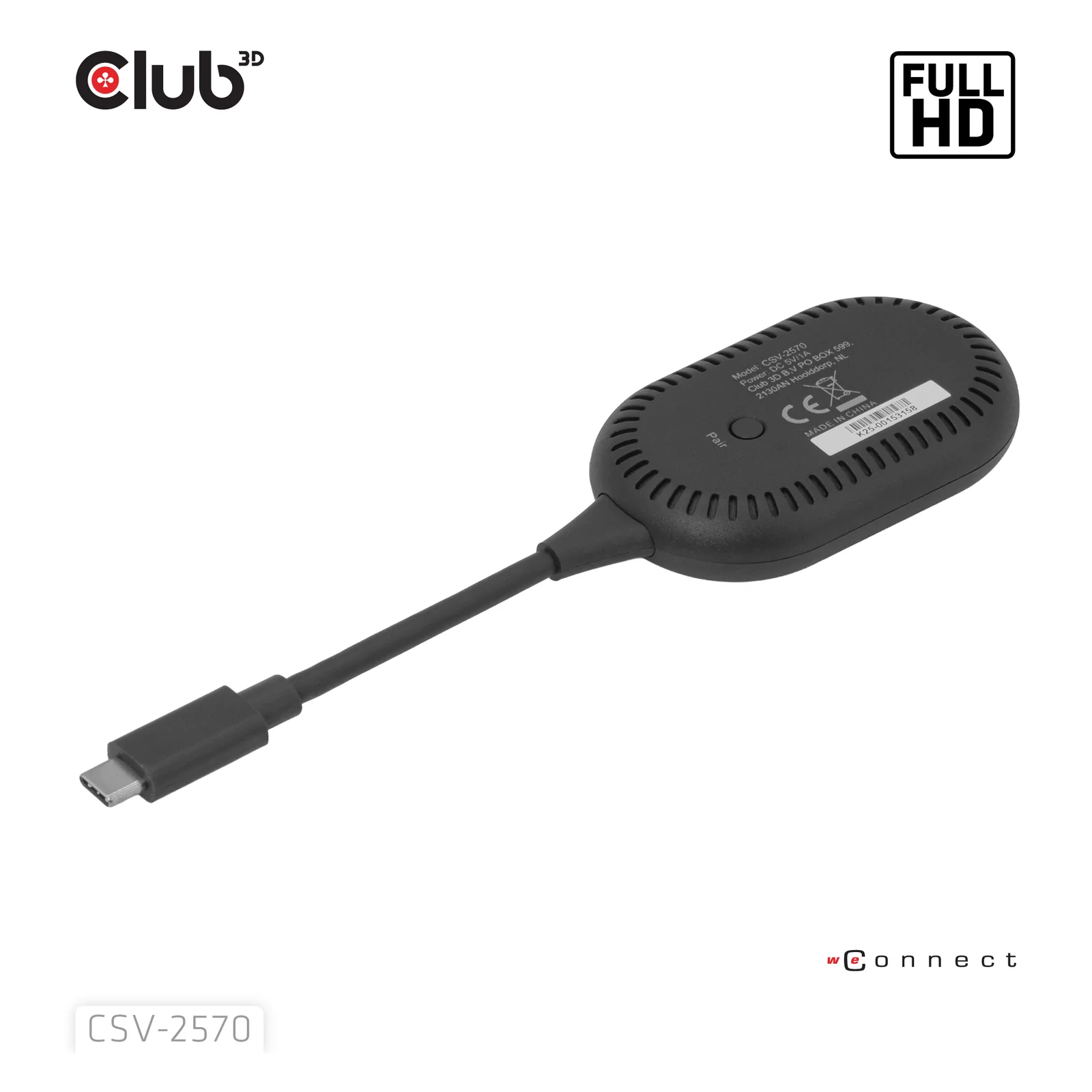 CLUB3D CSV-2570 extension audio/video Émetteur et récepteur AV Noir