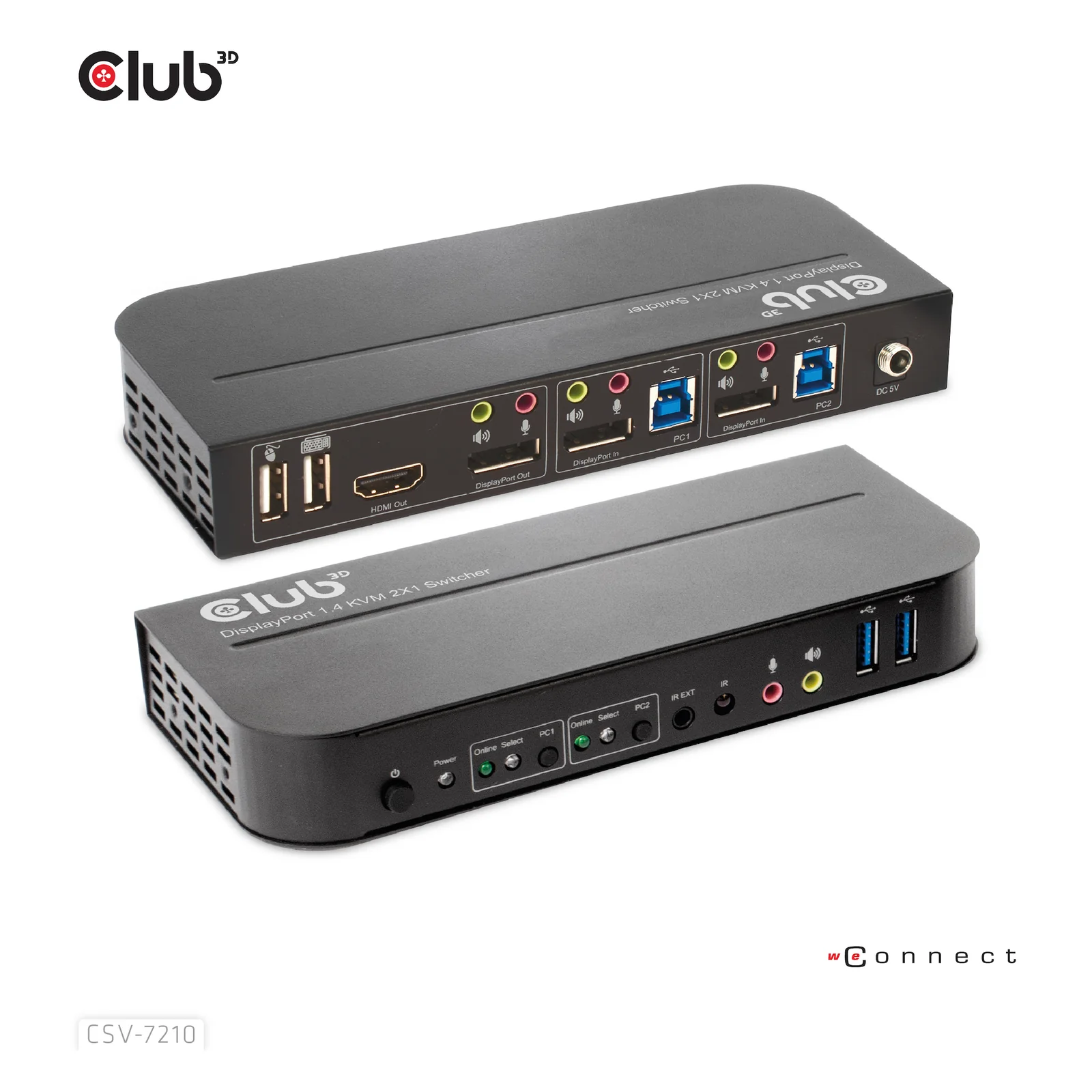 CLUB3D CSV-7210 commutateur écran, clavier et souris Noir