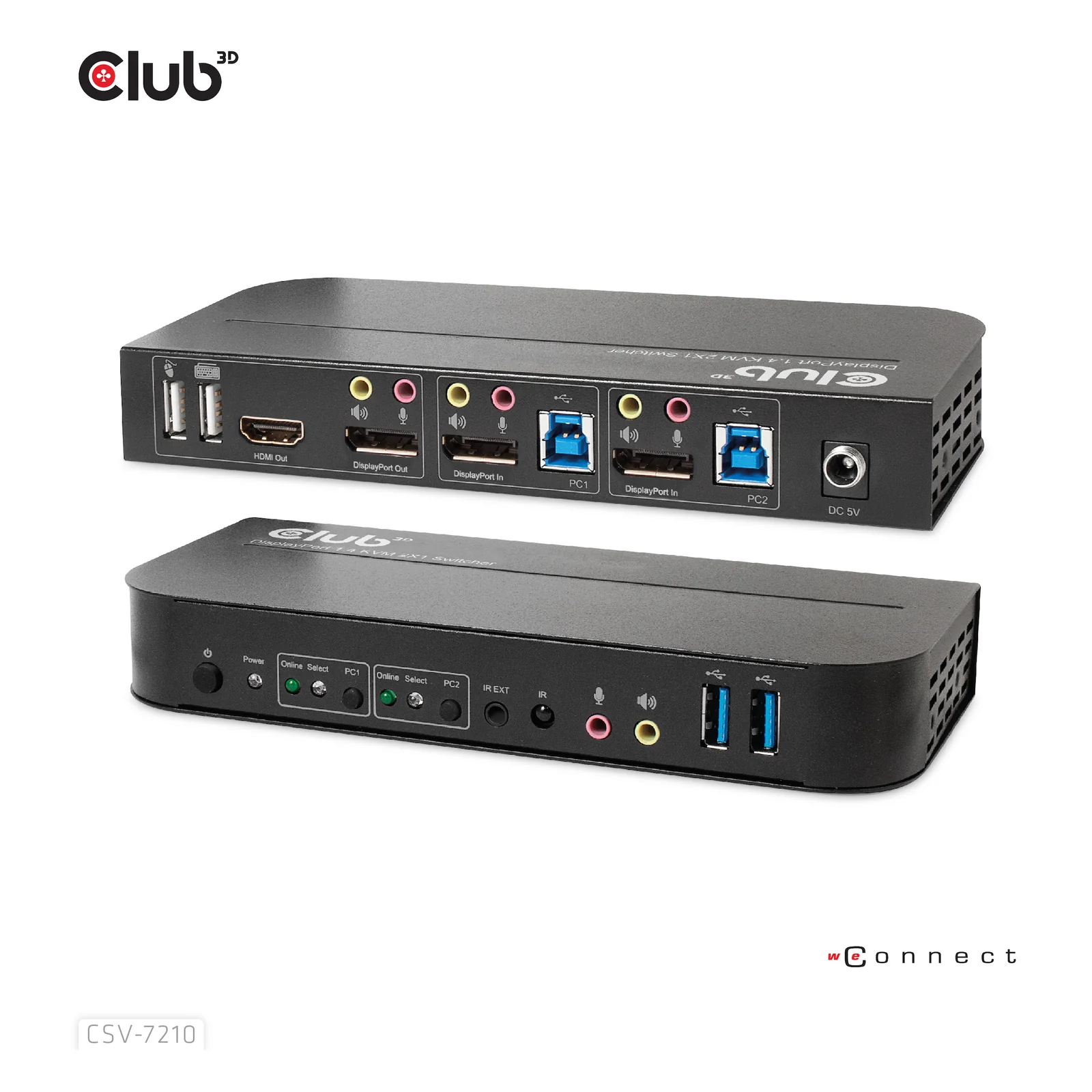 CLUB3D CSV-7210 commutateur écran, clavier et souris Noir