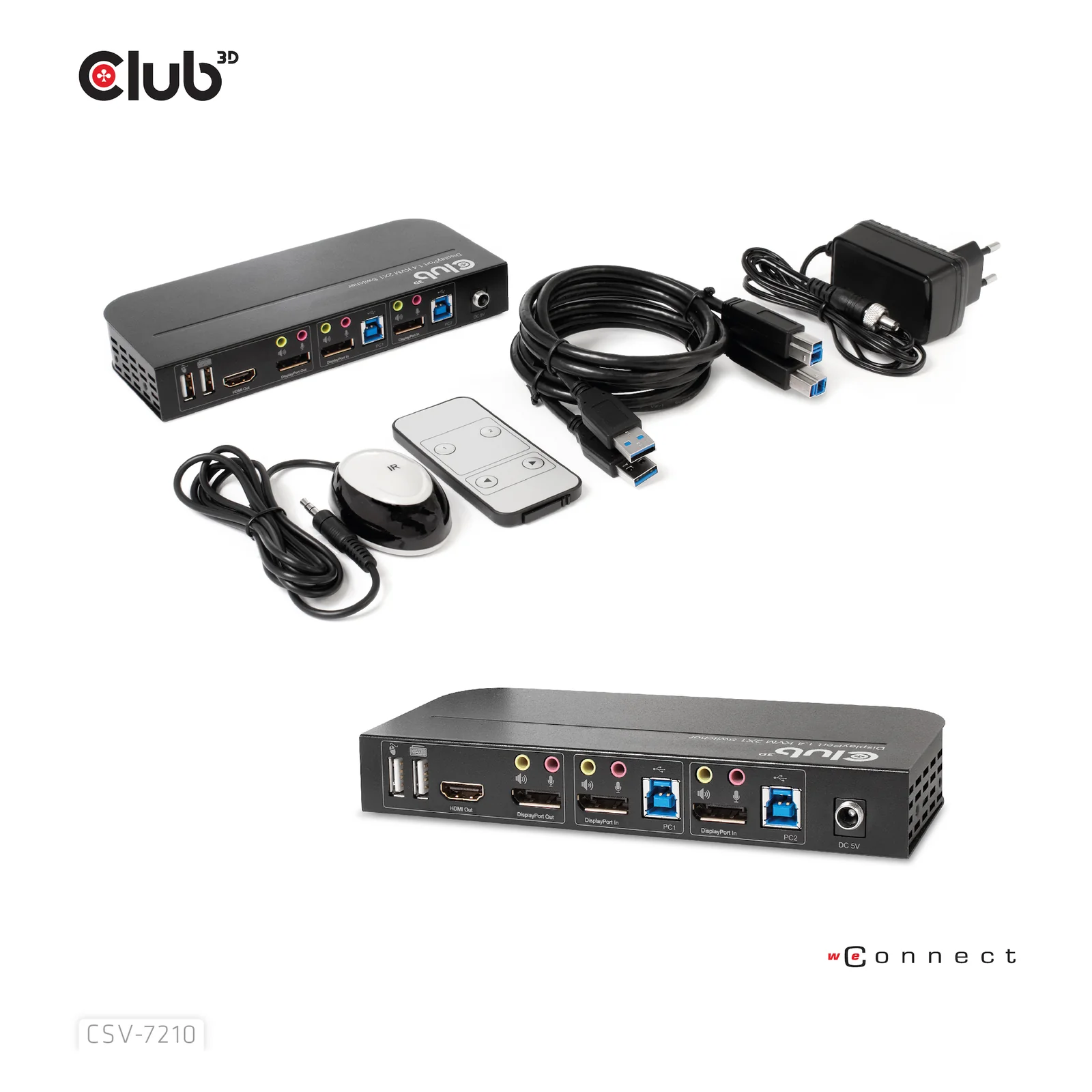CLUB3D CSV-7210 commutateur écran, clavier et souris Noir