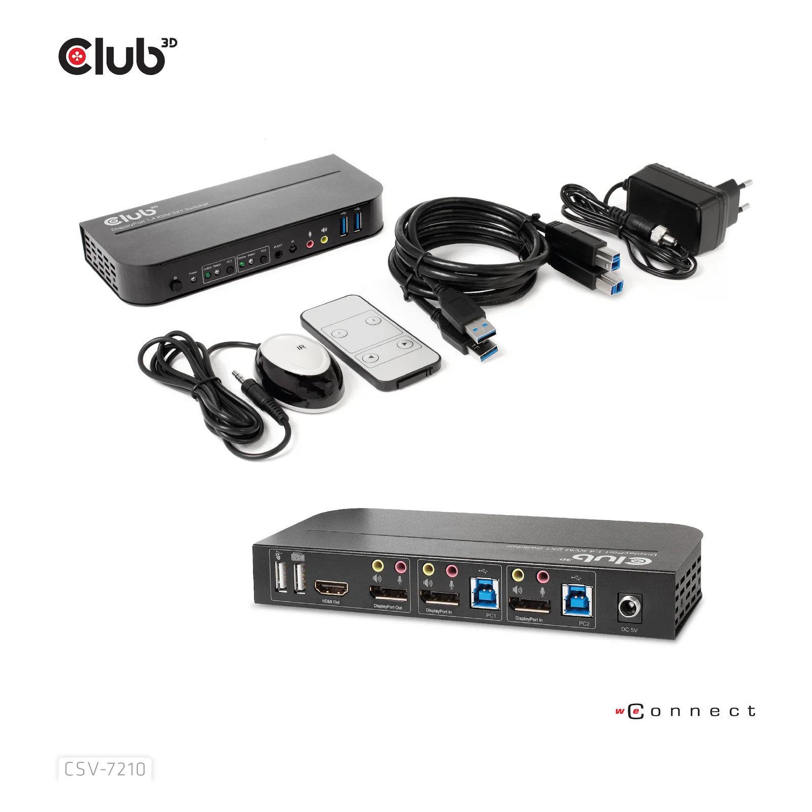 CLUB3D CSV-7210 commutateur écran, clavier et souris Noir