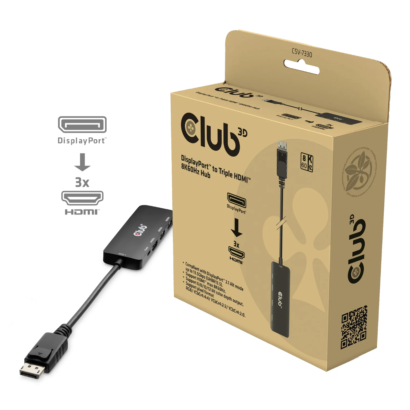 CLUB3D CSV-7330 station d'accueil DisplayPort Noir