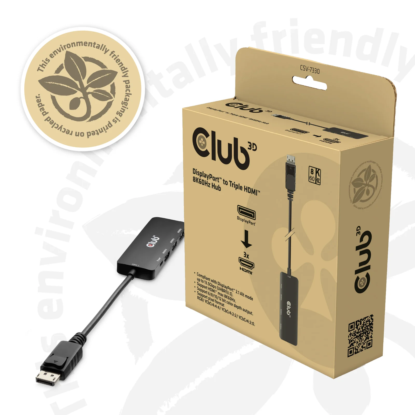 CLUB3D CSV-7330 station d'accueil DisplayPort Noir