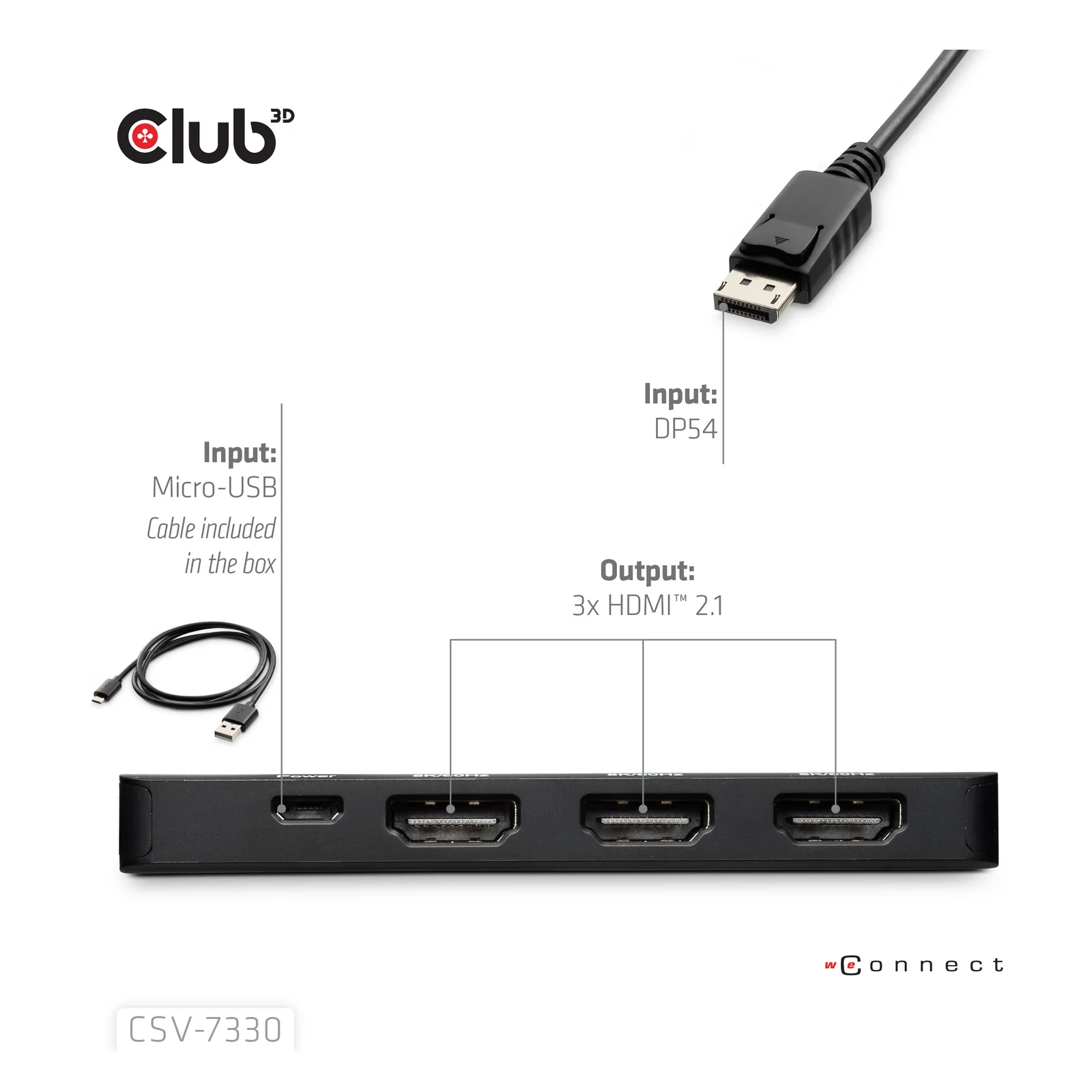 CLUB3D CSV-7330 station d'accueil DisplayPort Noir