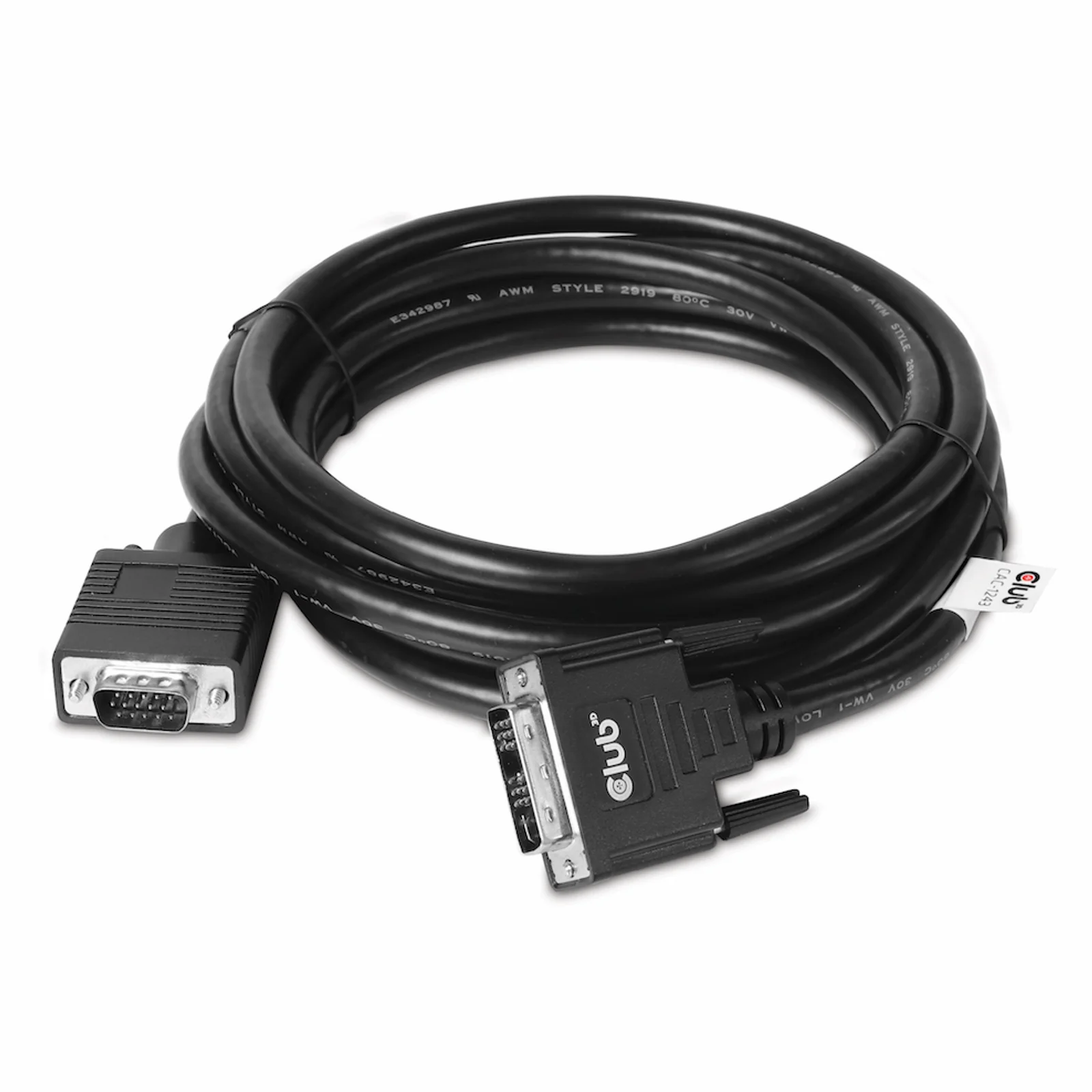 CLUB3D DVI-A TO VGA CABLE M/M 3m/ 9.8ft 28 AWG Noir