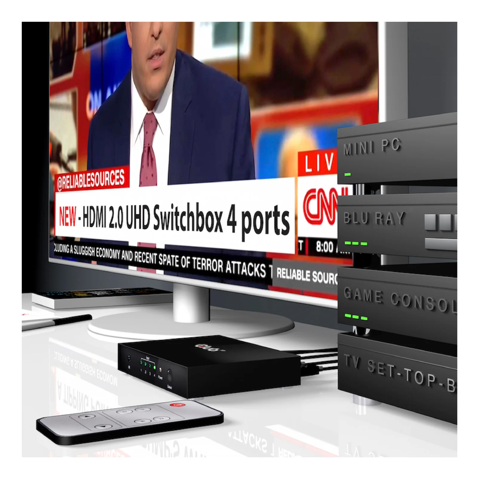 CLUB3D HDMI 2.0 UHD SwitchBox 4 Ports
