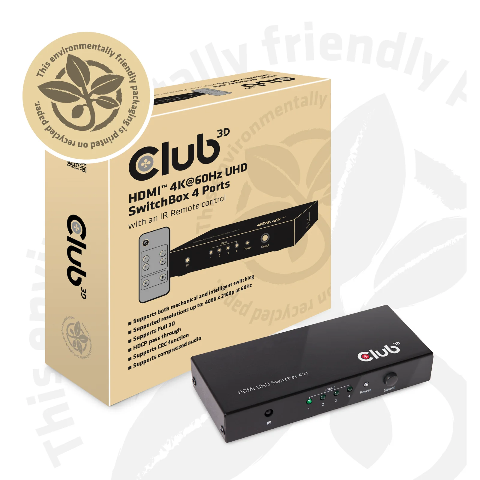 CLUB3D HDMI 2.0 UHD SwitchBox 4 Ports