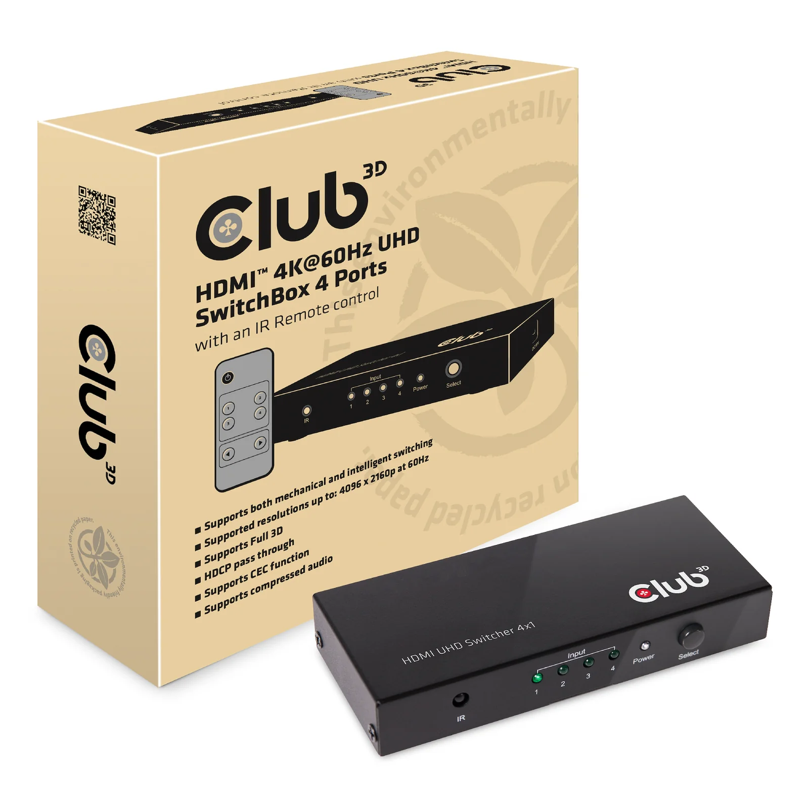 CLUB3D HDMI 2.0 UHD SwitchBox 4 Ports