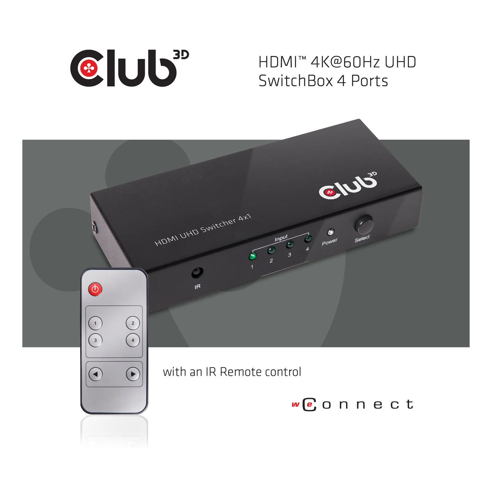 CLUB3D HDMI 2.0 UHD SwitchBox 4 Ports