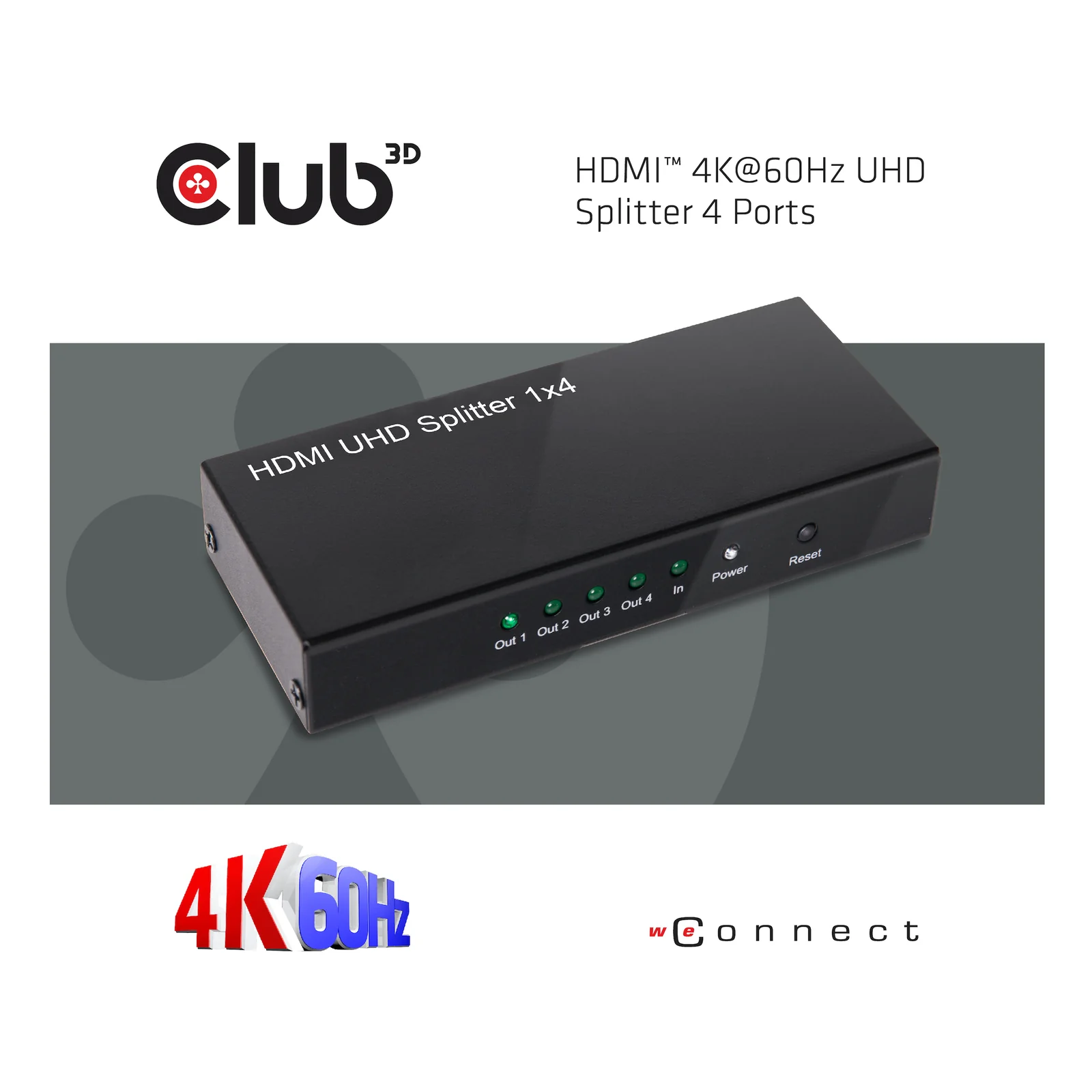 CLUB3D HDMI™ 4K@60Hz UHD Splitter AC Power 4 ports