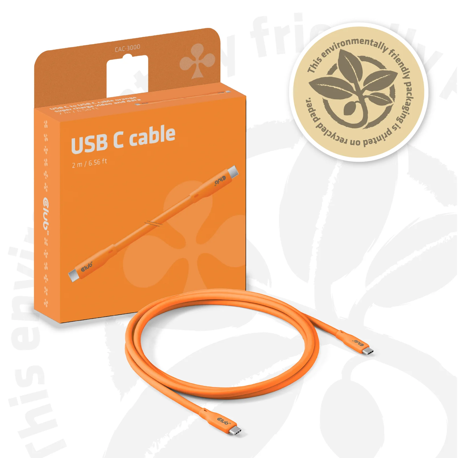 CLUB3D Kabel / Adapter câble USB USB4 Gen 2x2 2 m USB C 20 Gbit/s 240 W Orange
