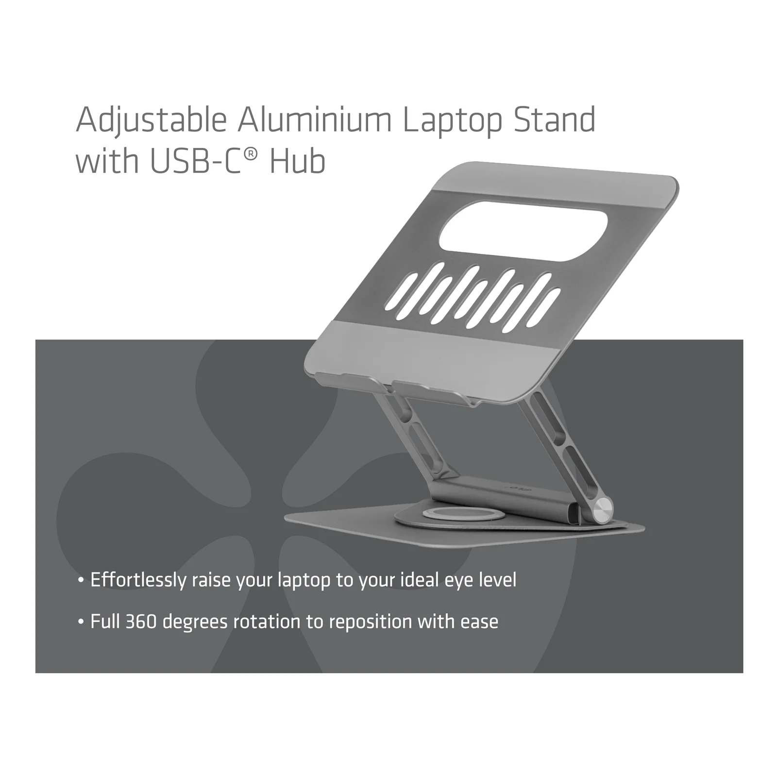 CLUB3D Support réglable en aluminium pour ordinateur portable avec hub USB-C®