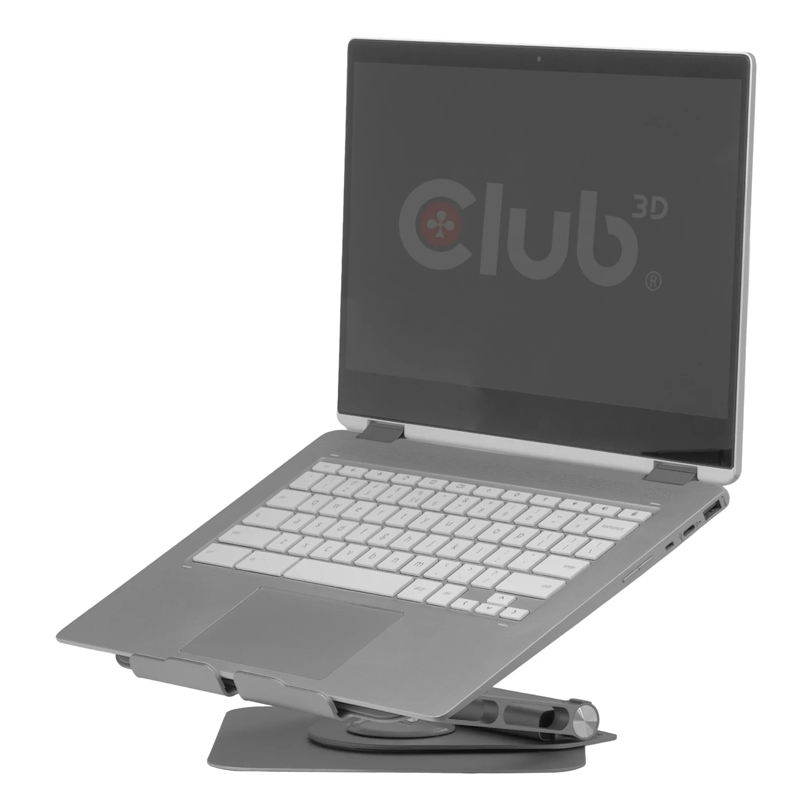 CLUB3D Support réglable en aluminium pour ordinateur portable avec hub USB-C®