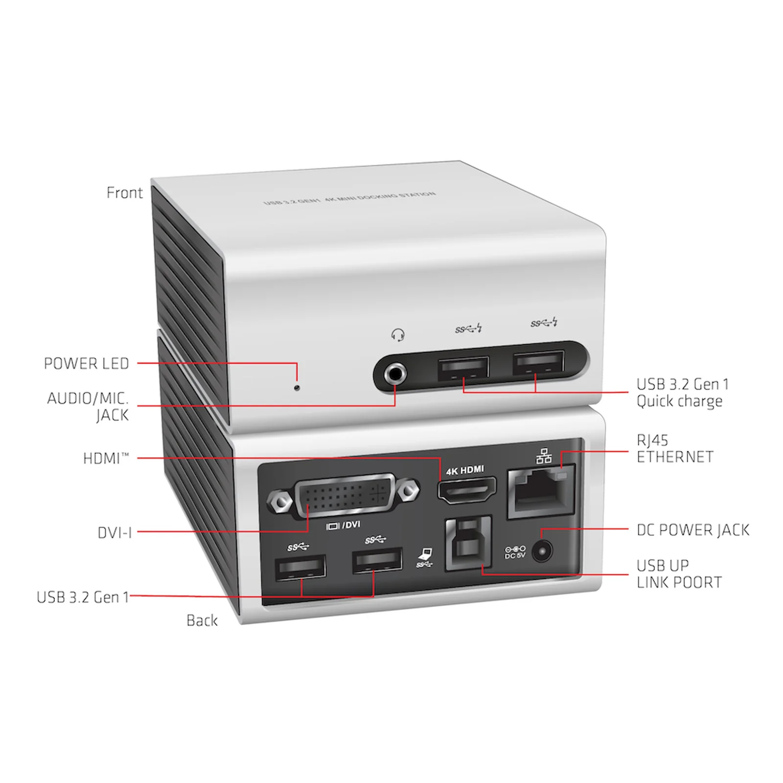 CLUB3D The Club 3D CSV-3104D USB 3.2 Gen 1 4K UHD at 30Hz Mini Docking Station Ultra slim design