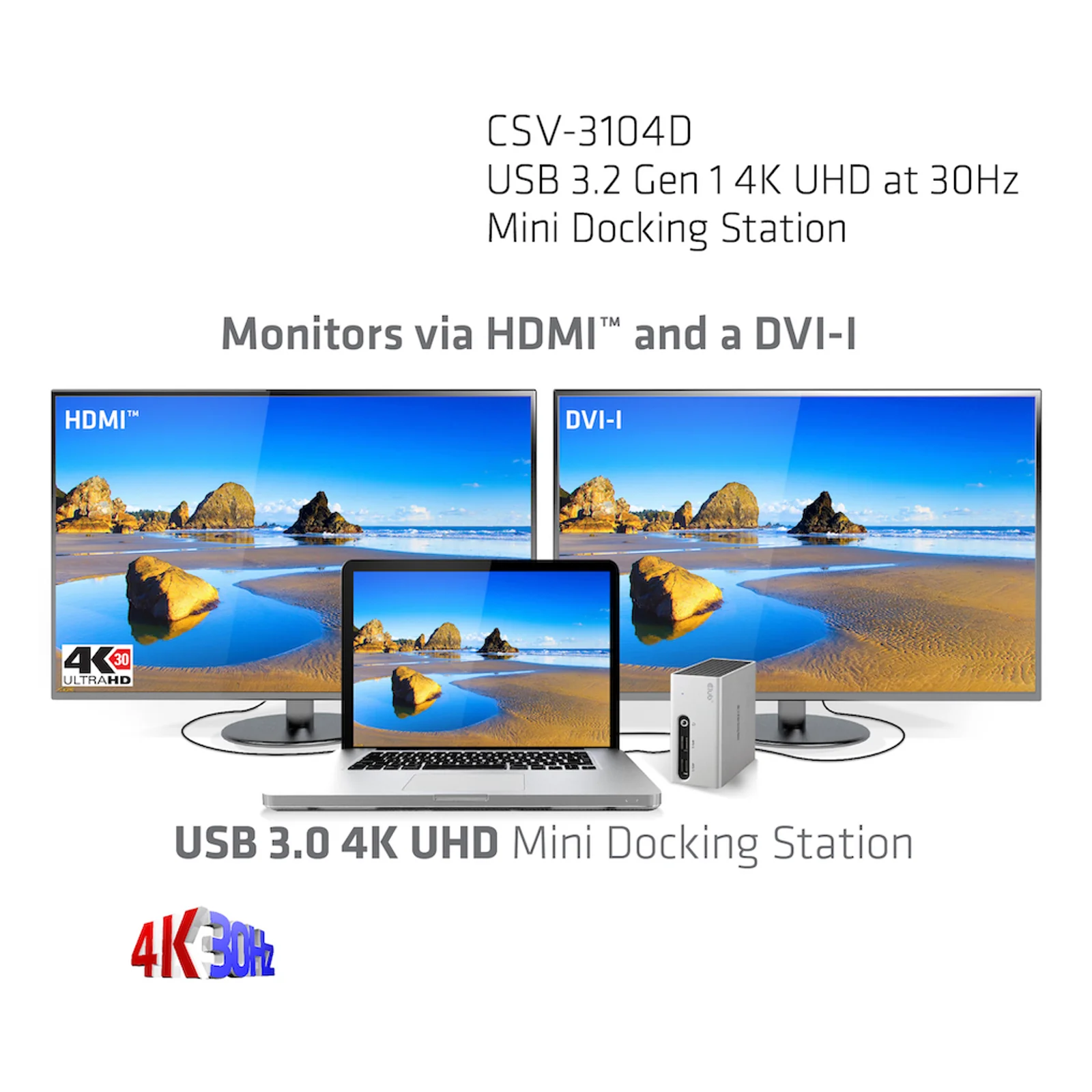 CLUB3D The Club 3D CSV-3104D USB 3.2 Gen 1 4K UHD at 30Hz Mini Docking Station Ultra slim design