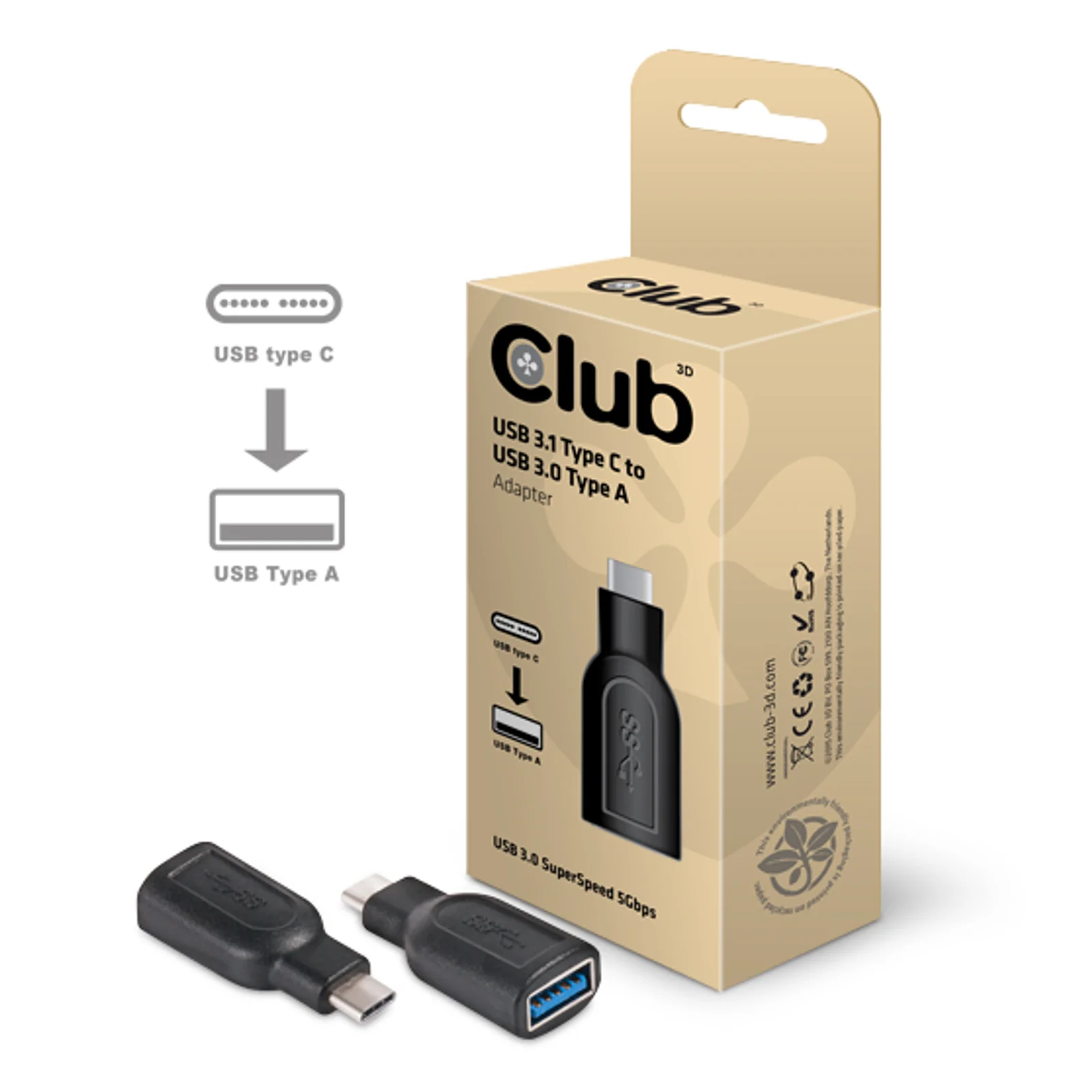 CLUB3D USB 3.1 Type C to USB 3.0 Adapter