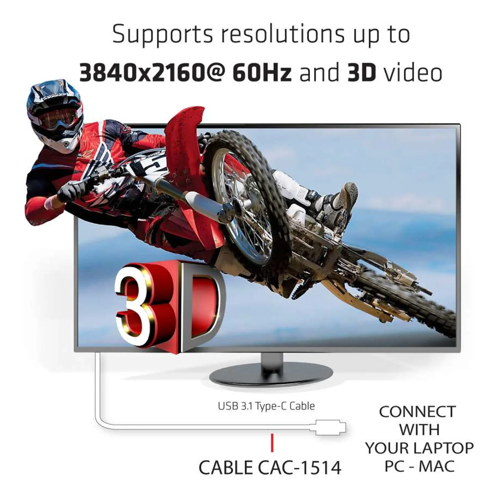 CLUB3D USB C to HDMI™ 2.0 UHD Cable Active 1.8 M./5.9 Ft.