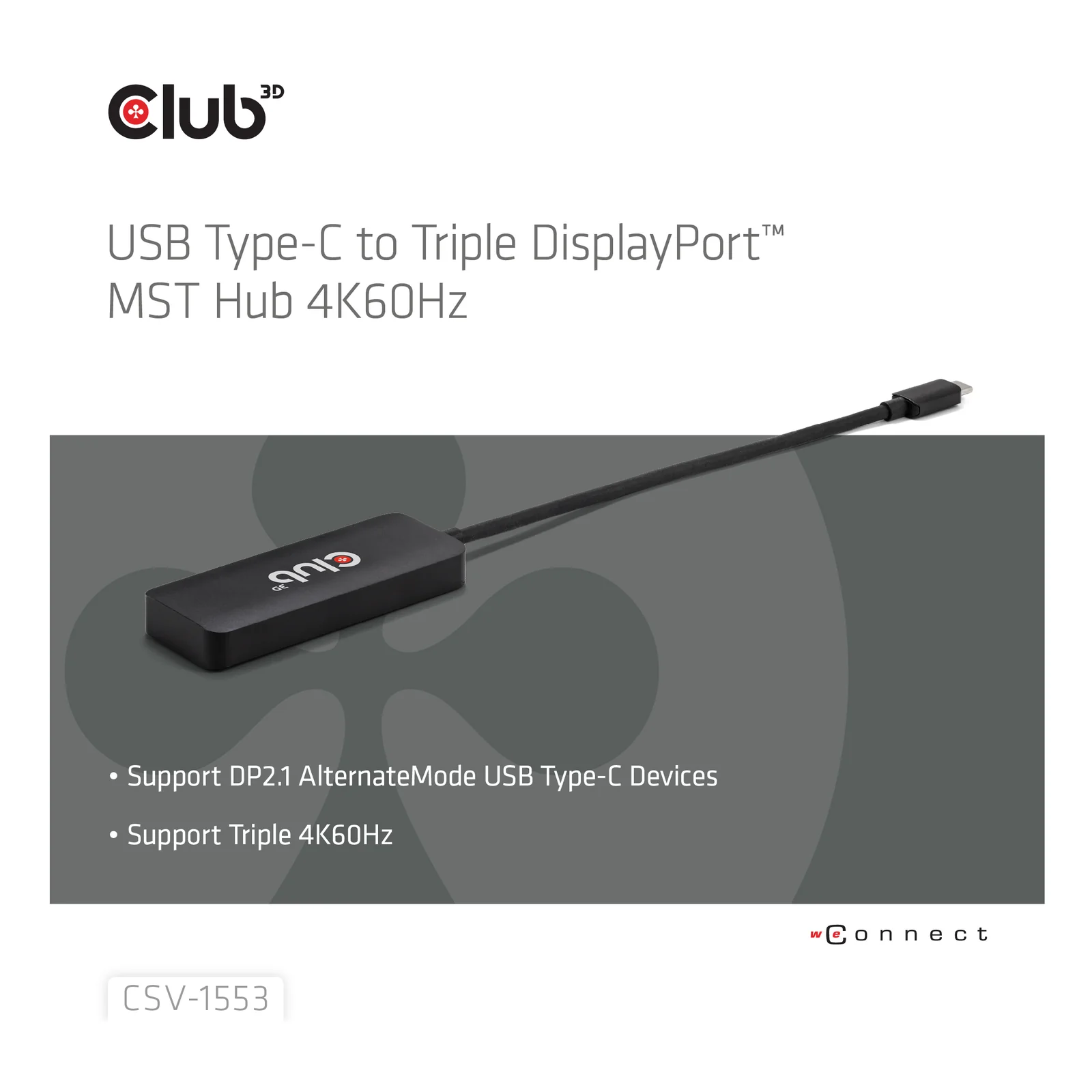 CLUB3D USB-C® to Triple DisplayPort™ MST Hub 4K60Hz