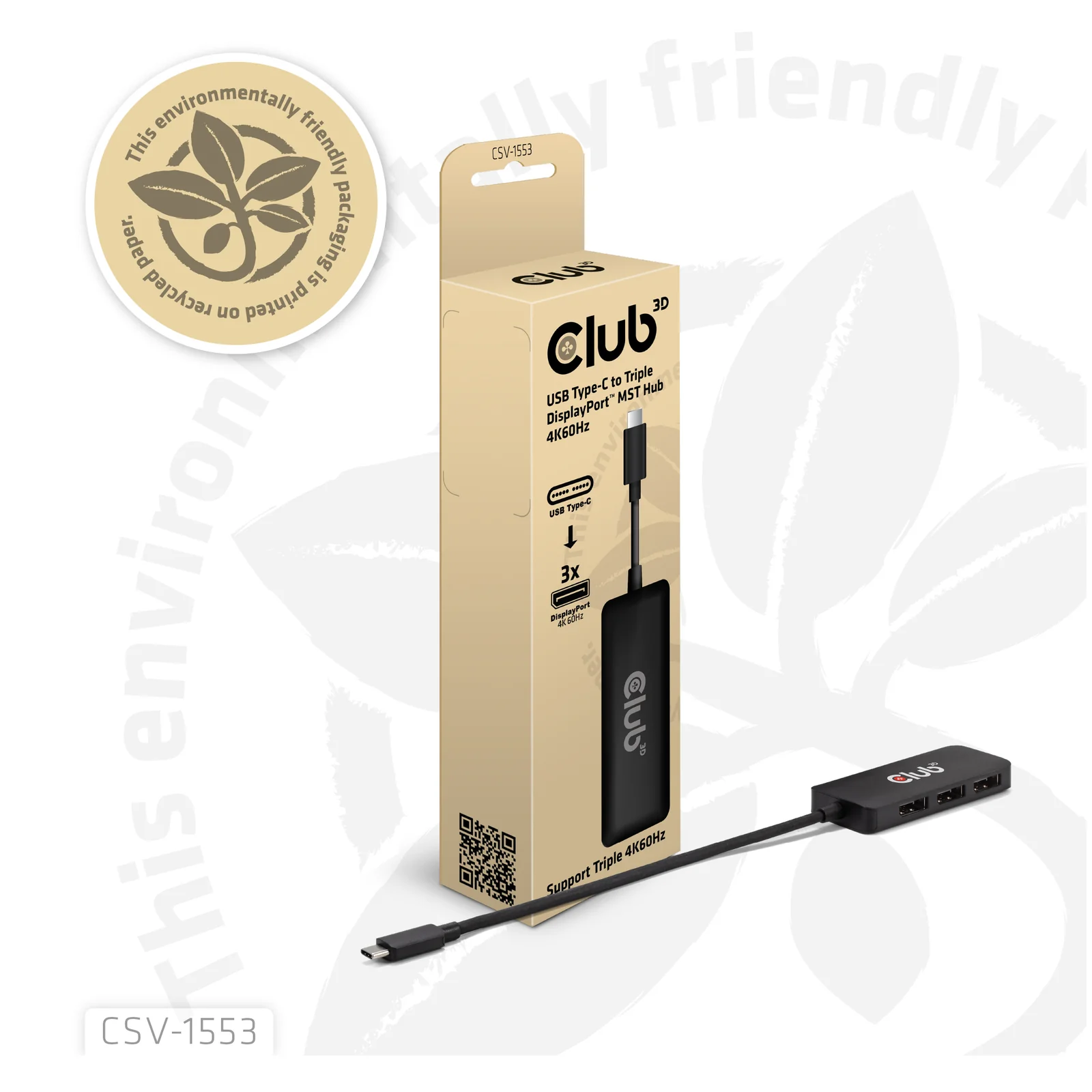 CLUB3D USB-C® to Triple DisplayPort™ MST Hub 4K60Hz