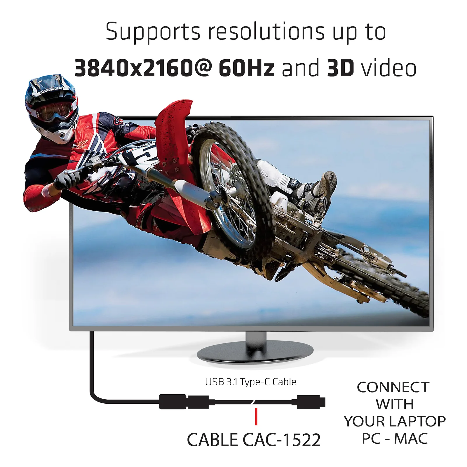 CLUB3D USB Gen2 Type C Video 4K60Hz, Data 10Gbps and 100W