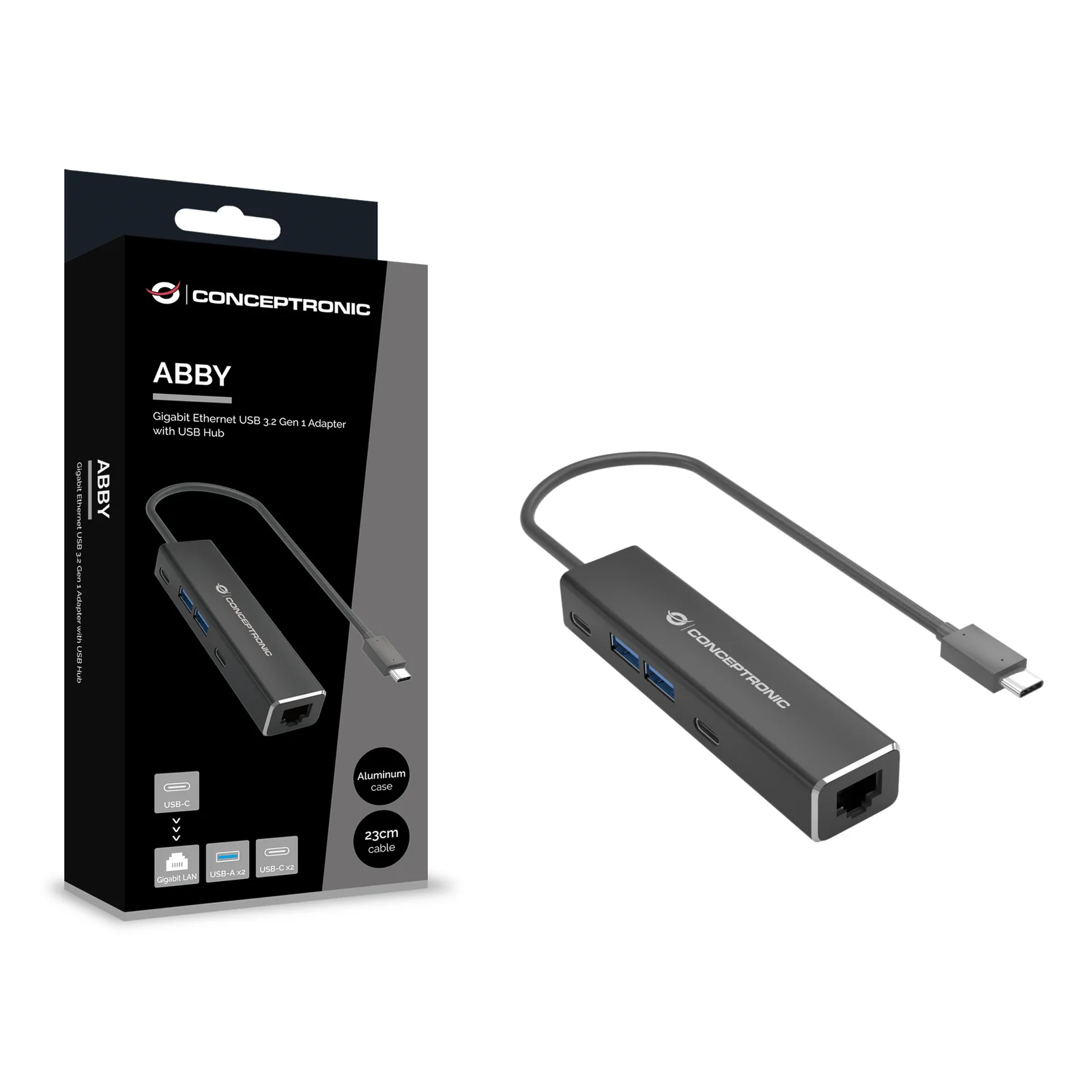 Conceptronic ABBY13B station d'accueil Avec fil USB 3.2 Gen 1 (3.1 Gen 1) Type-C Gris