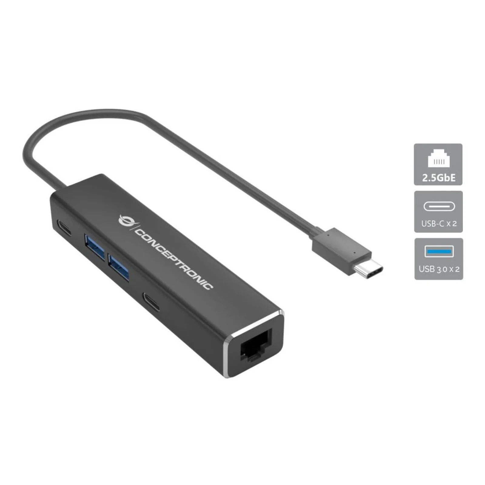 Conceptronic ABBY14B station d'accueil Avec fil USB 3.2 Gen 1 (3.1 Gen 1) Type-C Gris