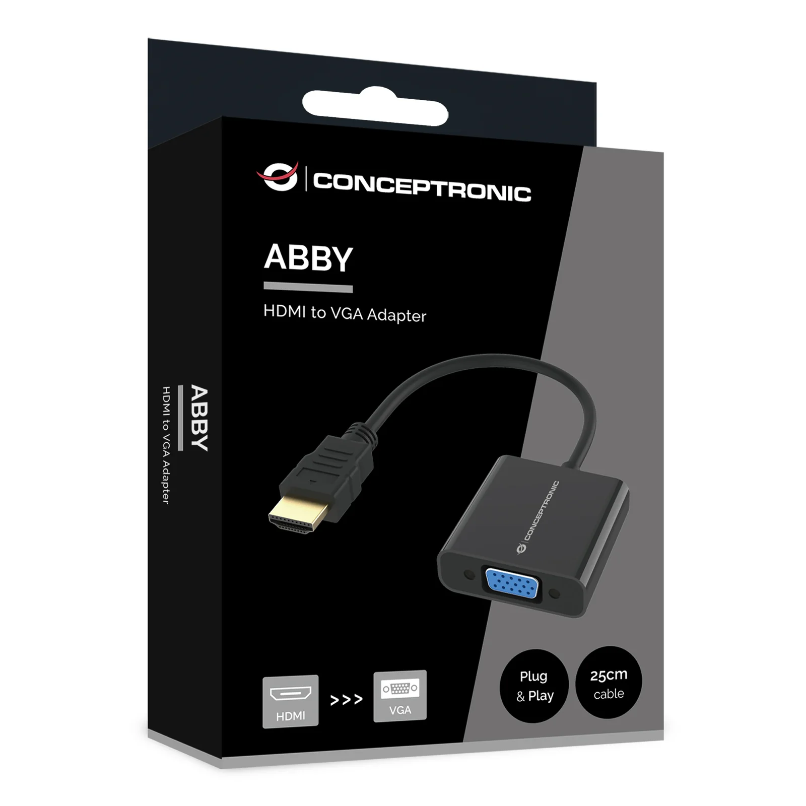 Conceptronic ABBY20B câble vidéo et adaptateur 0,25 m HDMI Type A (Standard) VGA (D-Sub) Noir