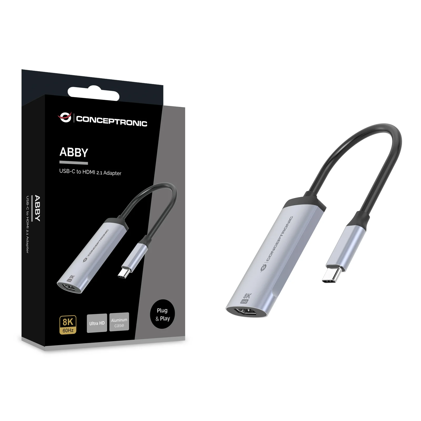 Conceptronic ABBY23G adaptateur graphique USB 7680 x 4320 pixels Argent