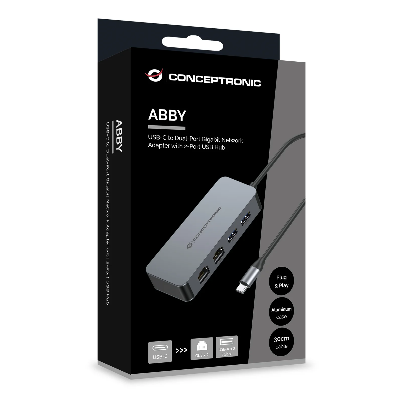 Conceptronic ABBY24G station d'accueil Avec fil USB 3.2 Gen 1 (3.1 Gen 1) Type-C Gris