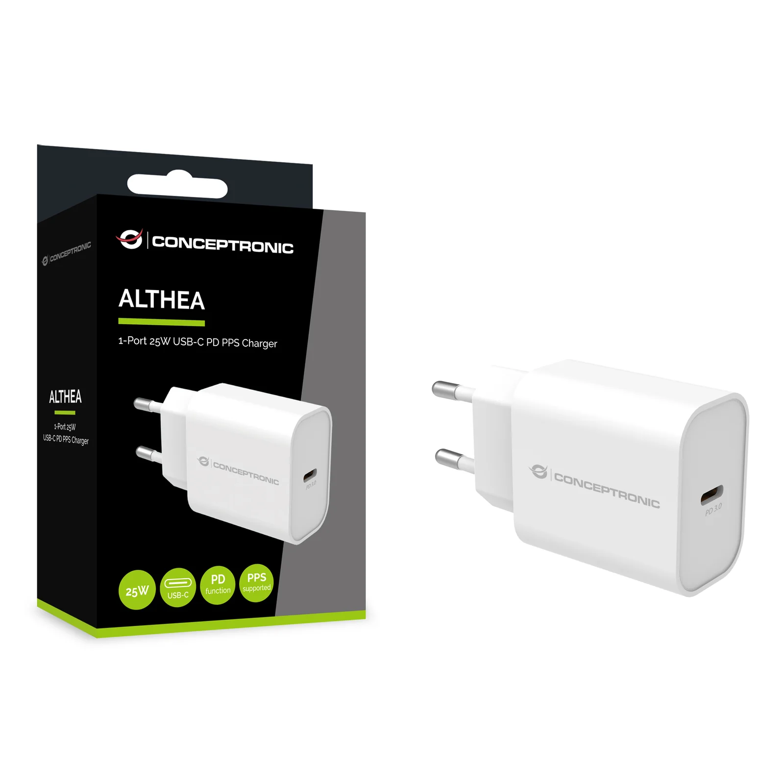 Conceptronic ALTHEA10W chargeur d'appareils mobiles Universel Blanc Secteur Charge rapide Intérieure