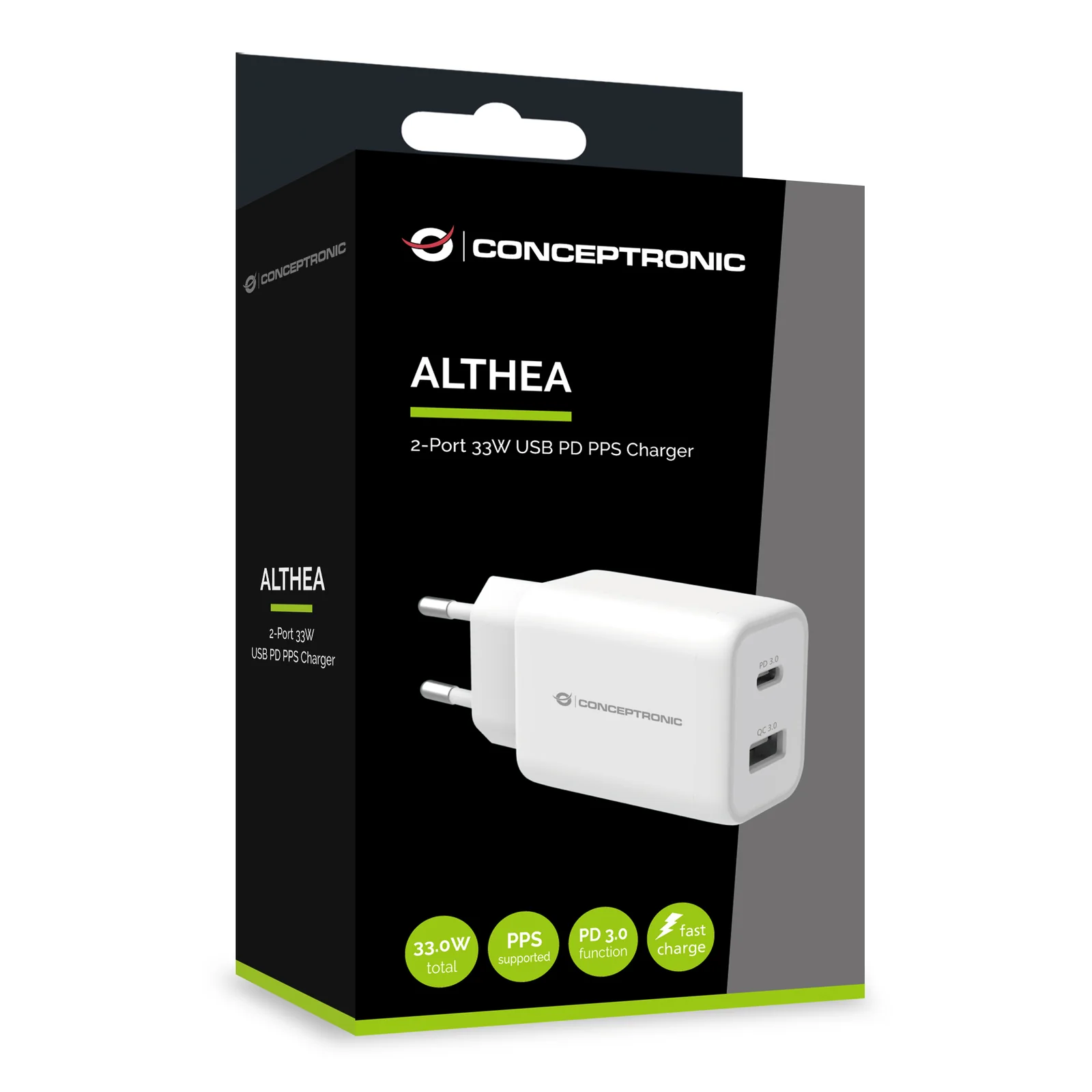 Conceptronic ALTHEA11W chargeur d'appareils mobiles Universel Blanc Secteur Charge rapide Intérieure