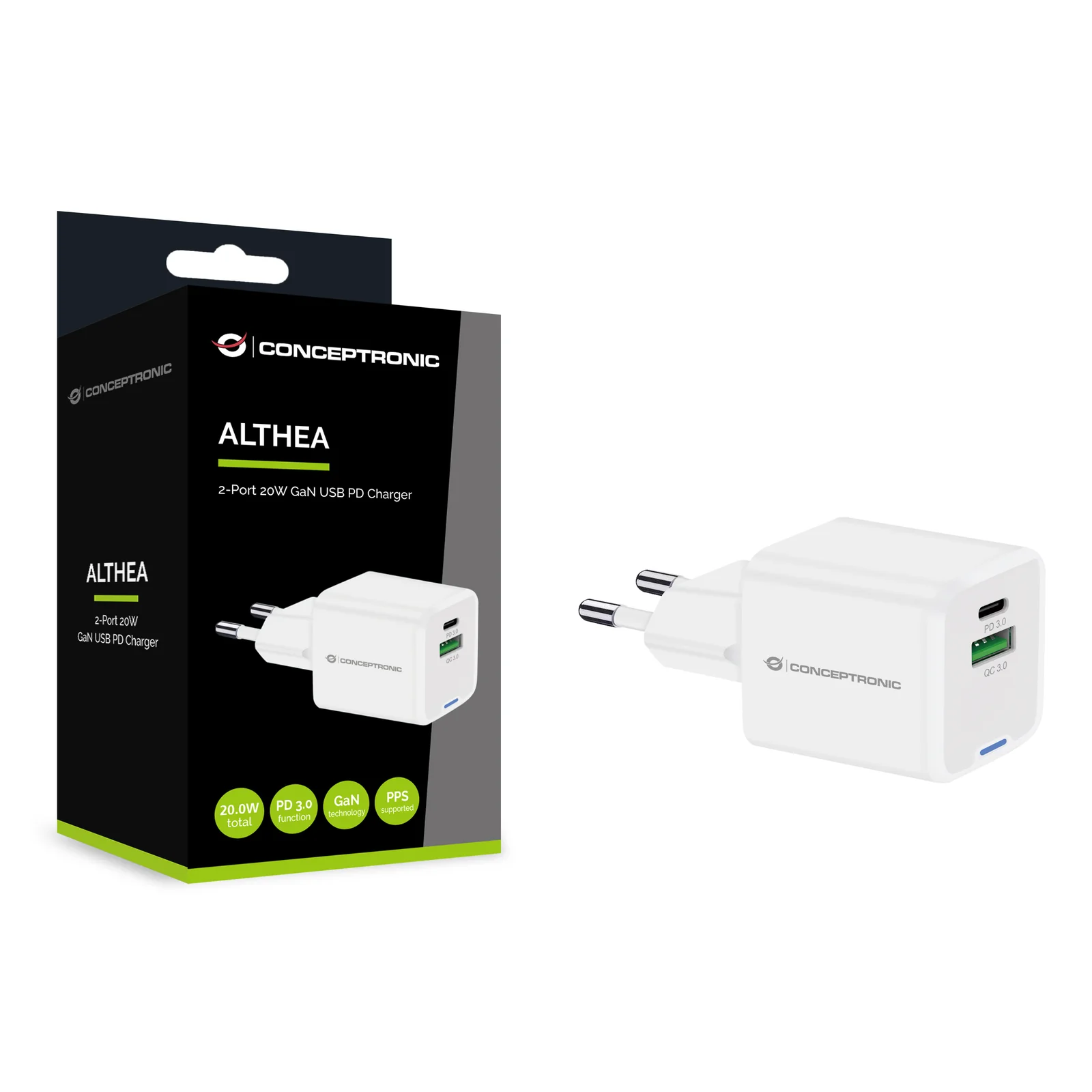 Conceptronic ALTHEA15W chargeur d'appareils mobiles Universel Blanc Secteur Charge rapide Intérieure