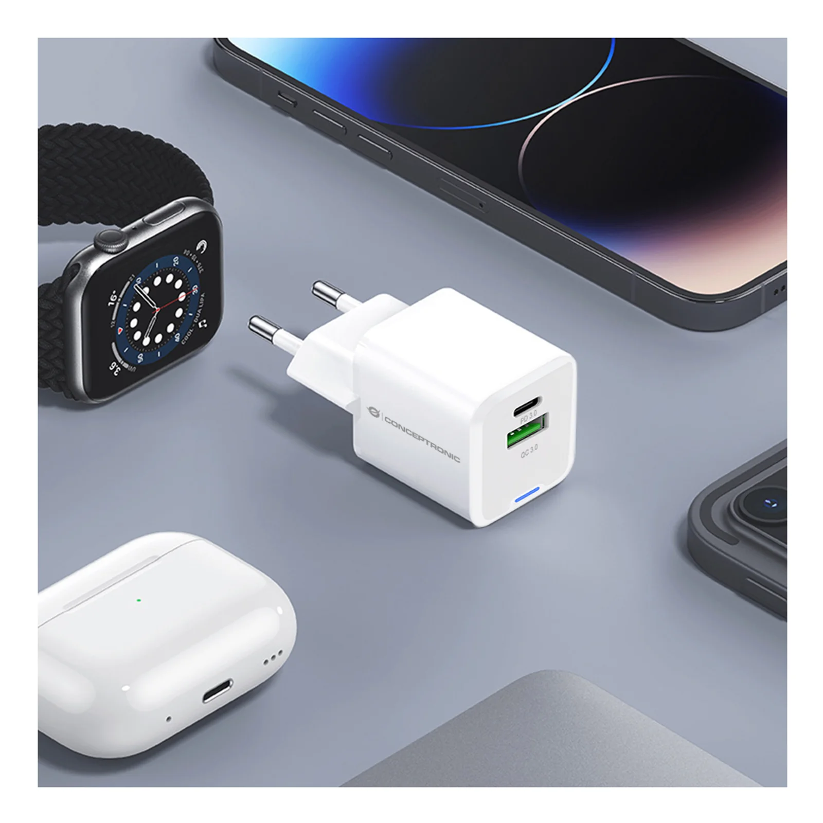 Conceptronic ALTHEA15W chargeur d'appareils mobiles Universel Blanc Secteur Charge rapide Intérieure