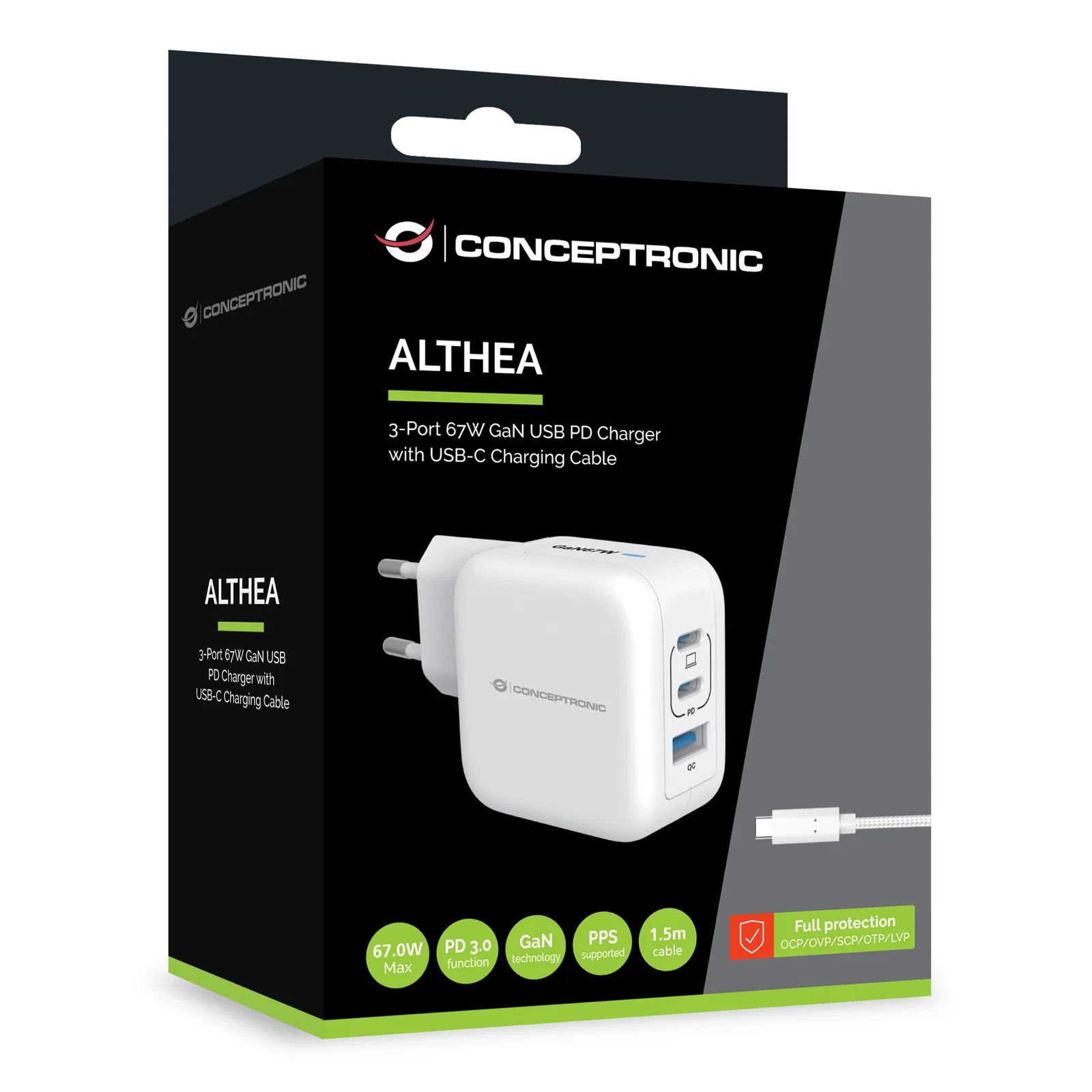 Conceptronic ALTHEA17W chargeur d'appareils mobiles Universel Blanc Secteur Charge rapide Intérieure