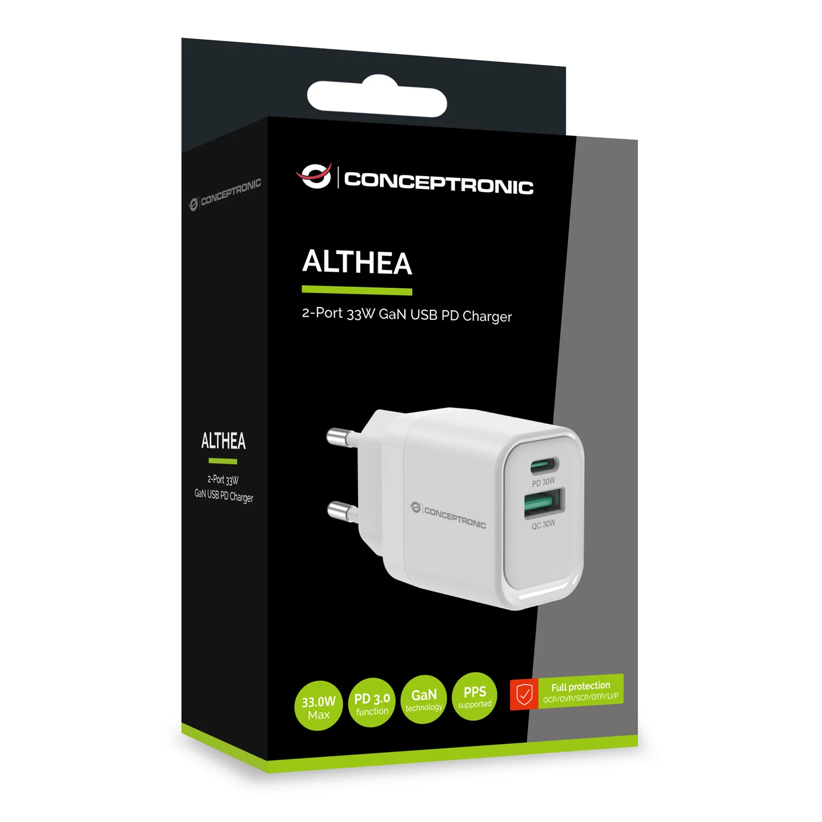 Conceptronic ALTHEA19W33 chargeur d'appareils mobiles Universel Blanc Secteur Charge rapide Intérieure
