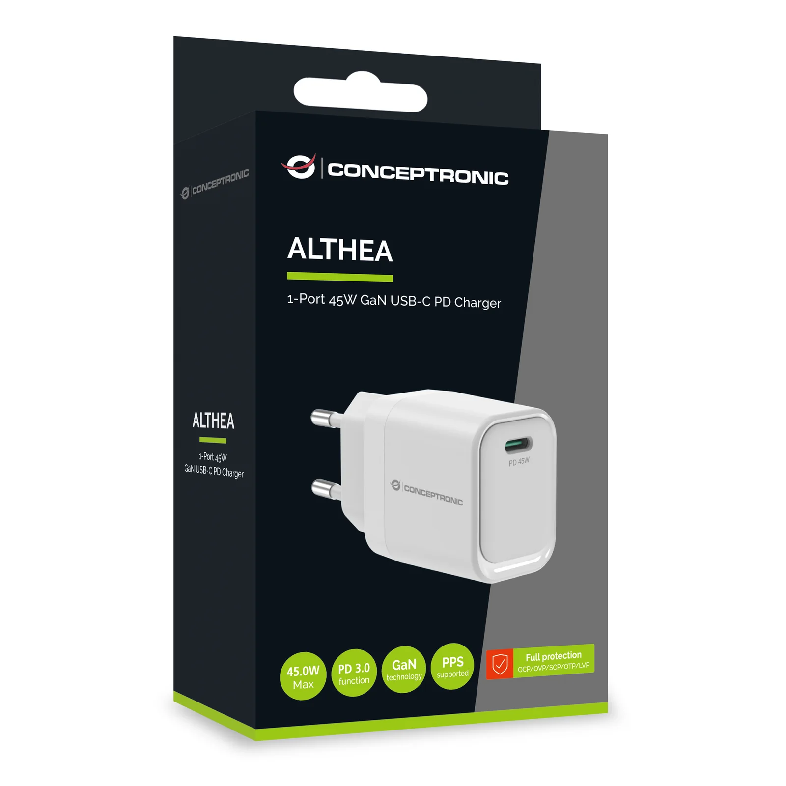 Conceptronic ALTHEA19W45 chargeur d'appareils mobiles Universel Blanc Secteur Charge rapide Intérieure