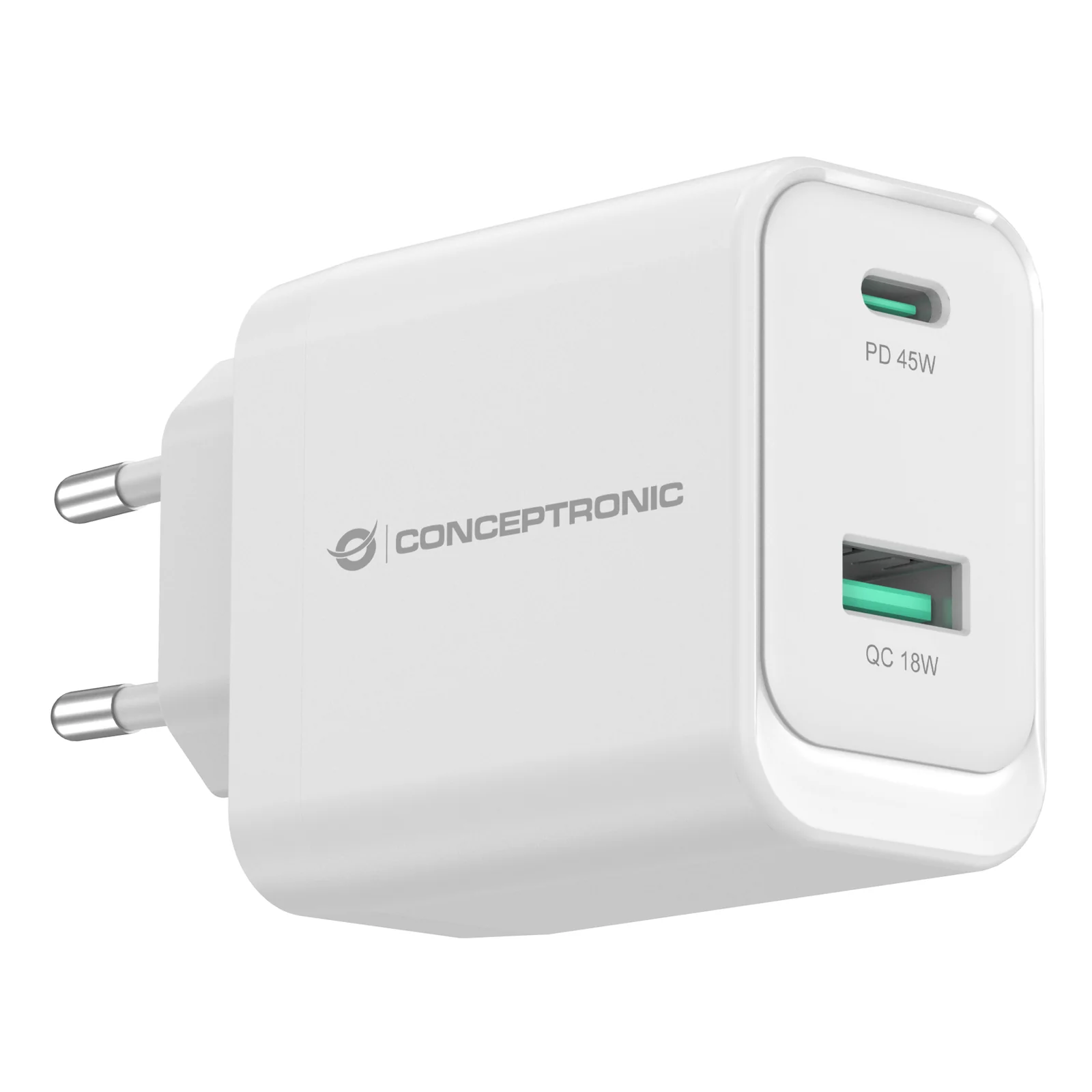 Conceptronic ALTHEA20W45 chargeur d'appareils mobiles Universel Blanc Secteur Charge rapide Intérieure
